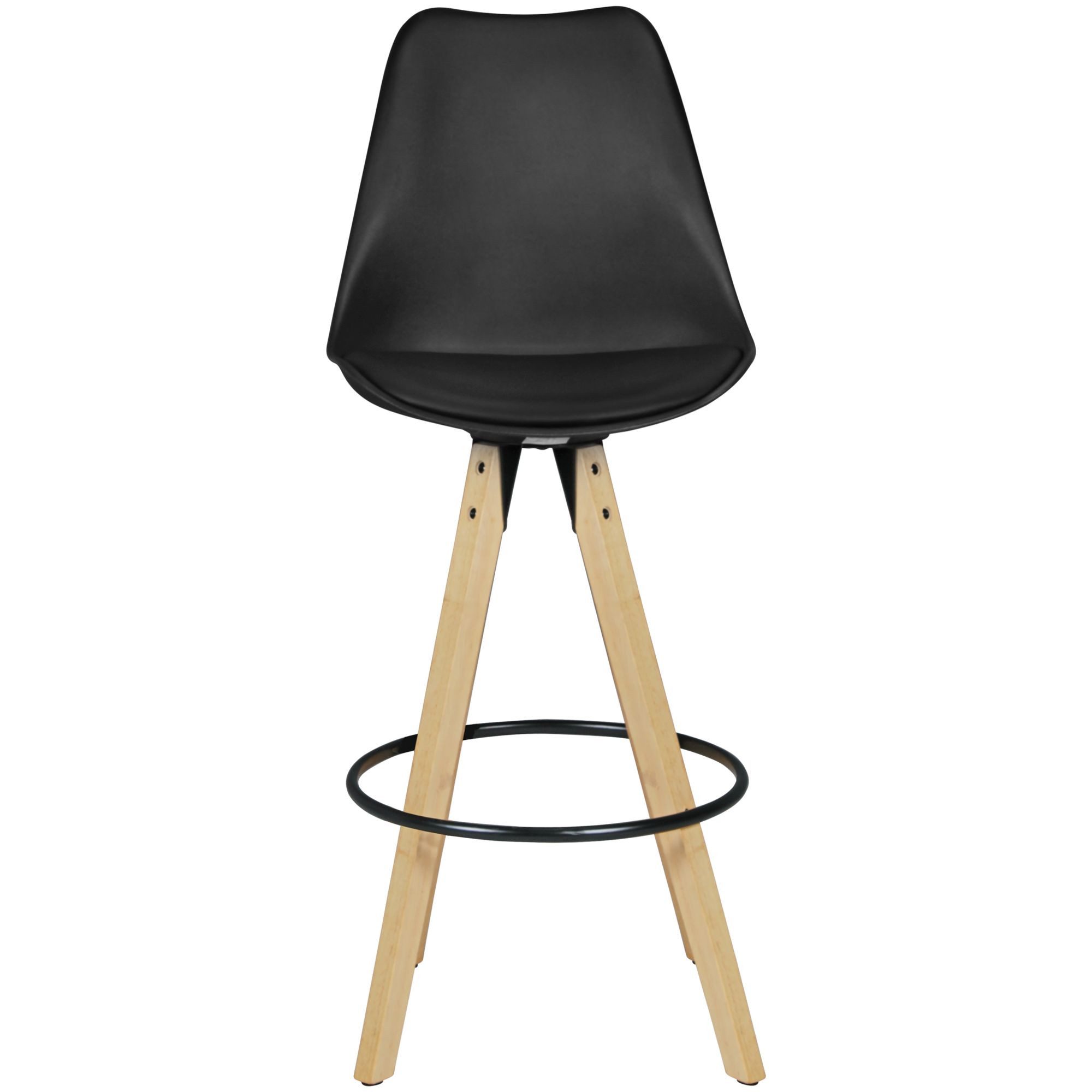 FINEBUY Barhocker SuVa6287_1 2er Set Retro Design Stoff Holz mit Lehne Barstühle (Tresenstuhl mit Lehne, Barstuhl mit Fußablage), Tresenhocker 2er Set Grau Kunstleder Skandinavisch