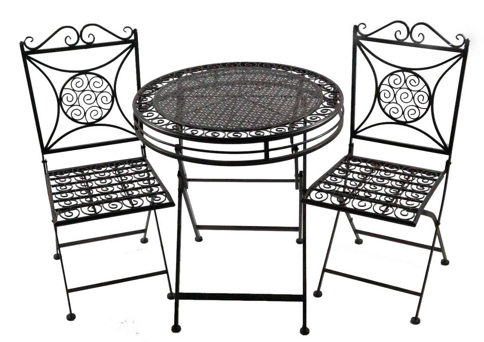 Gartenursel Sitzgruppe Wunderschöne, komfortable Gartengarnitur aus Metall Set 3-teilig Santos, (2 Stühle, 1 Tisch), klappbar