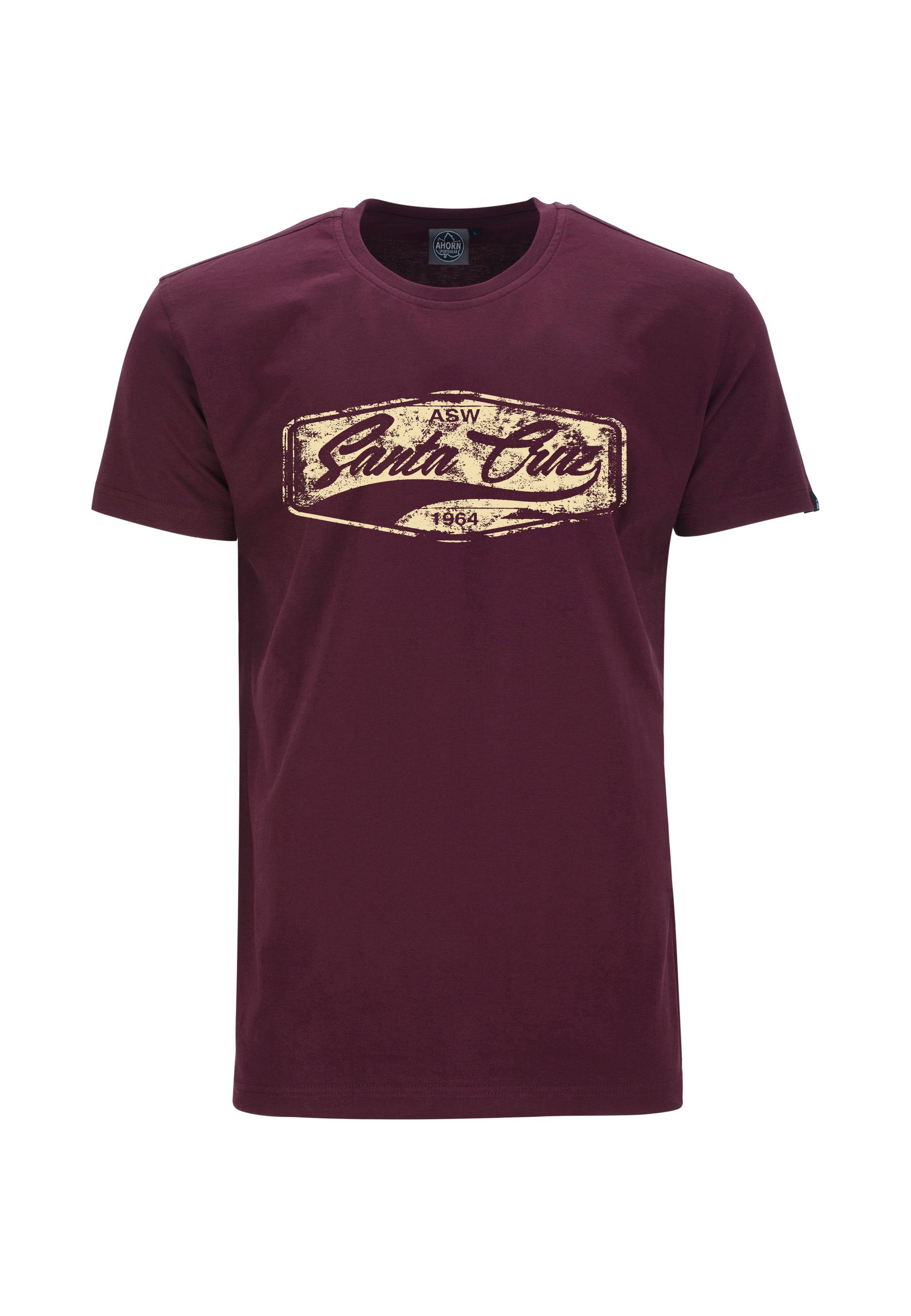 AHORN SPORTSWEAR T-Shirt SANTA CRU mit modischem Frontprint weinrot | Sport-T-Shirts