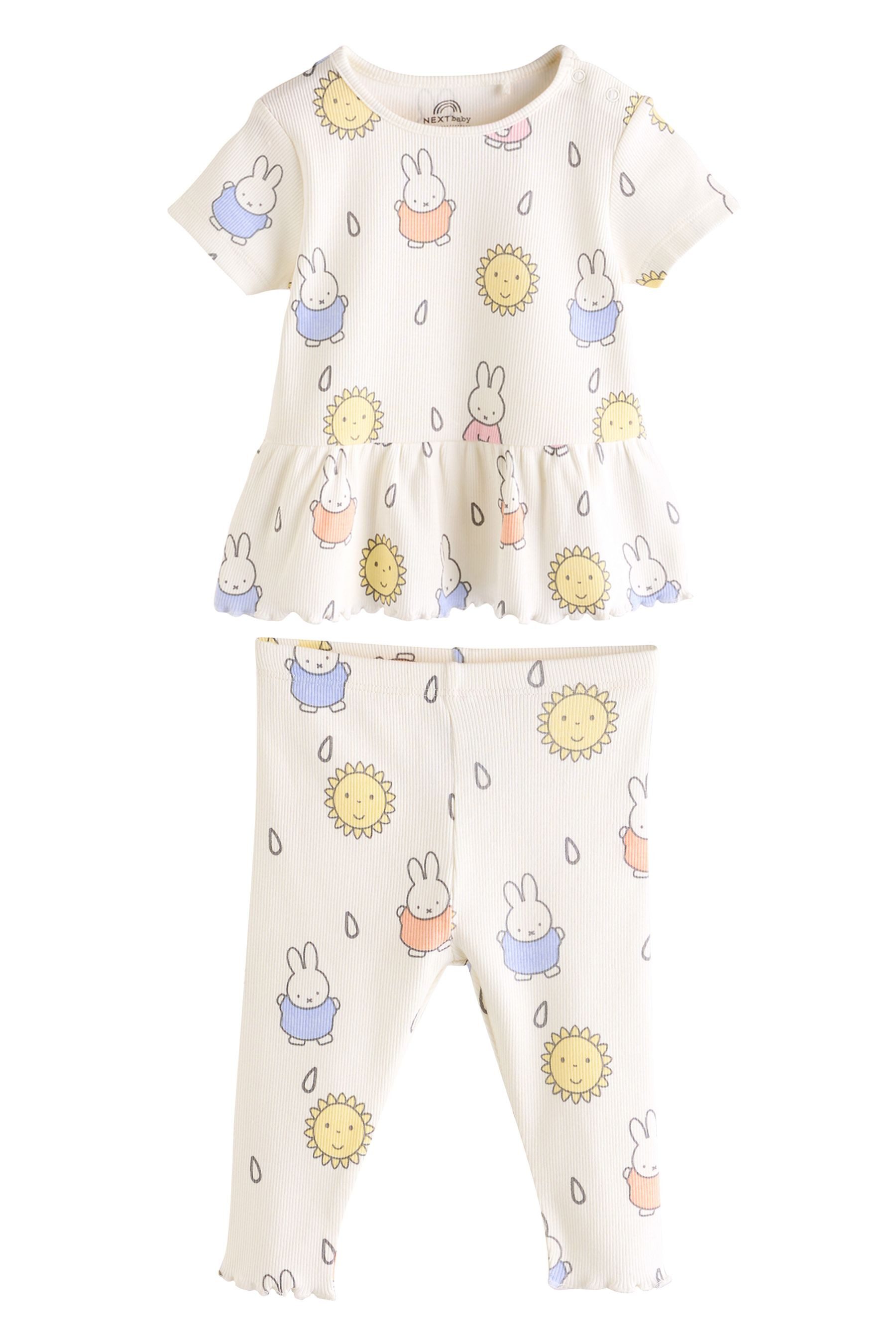 Next Shirt & Leggings Lizenziertes Baby Kurzarmtop + Leggings, Miffy (2-tlg)
