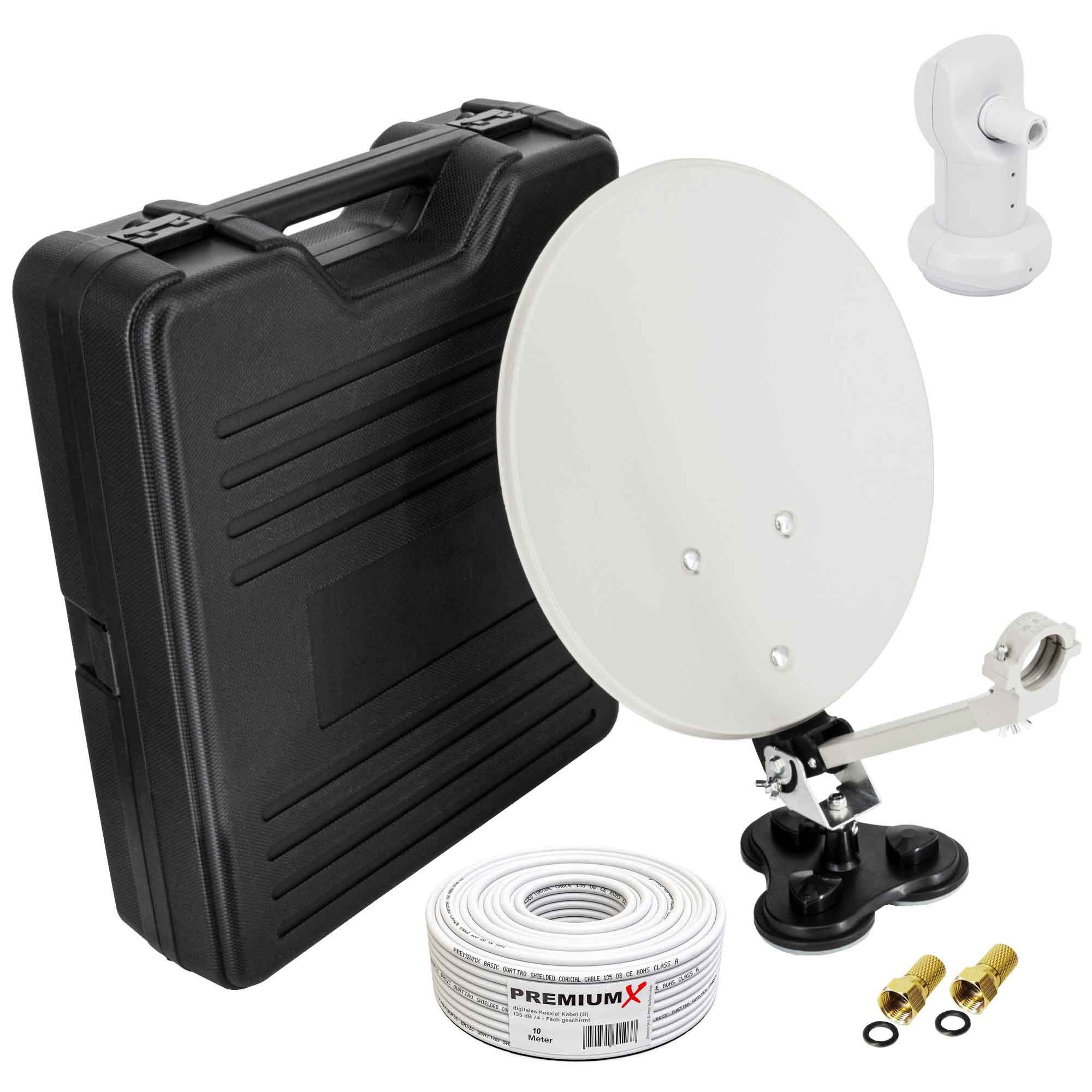 Mobile SAT Anlage Antenne Single LNB 10m Kabel F-Stecker im Koffer SAT-Antenne