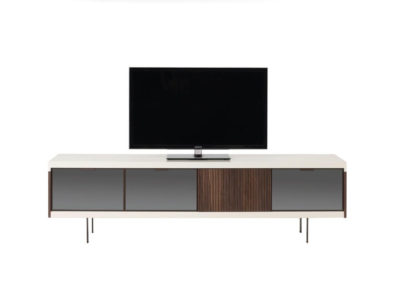 Lowboard Weißes Holzsideboard mit edelstahlfarbenen Füßen und modernem Design