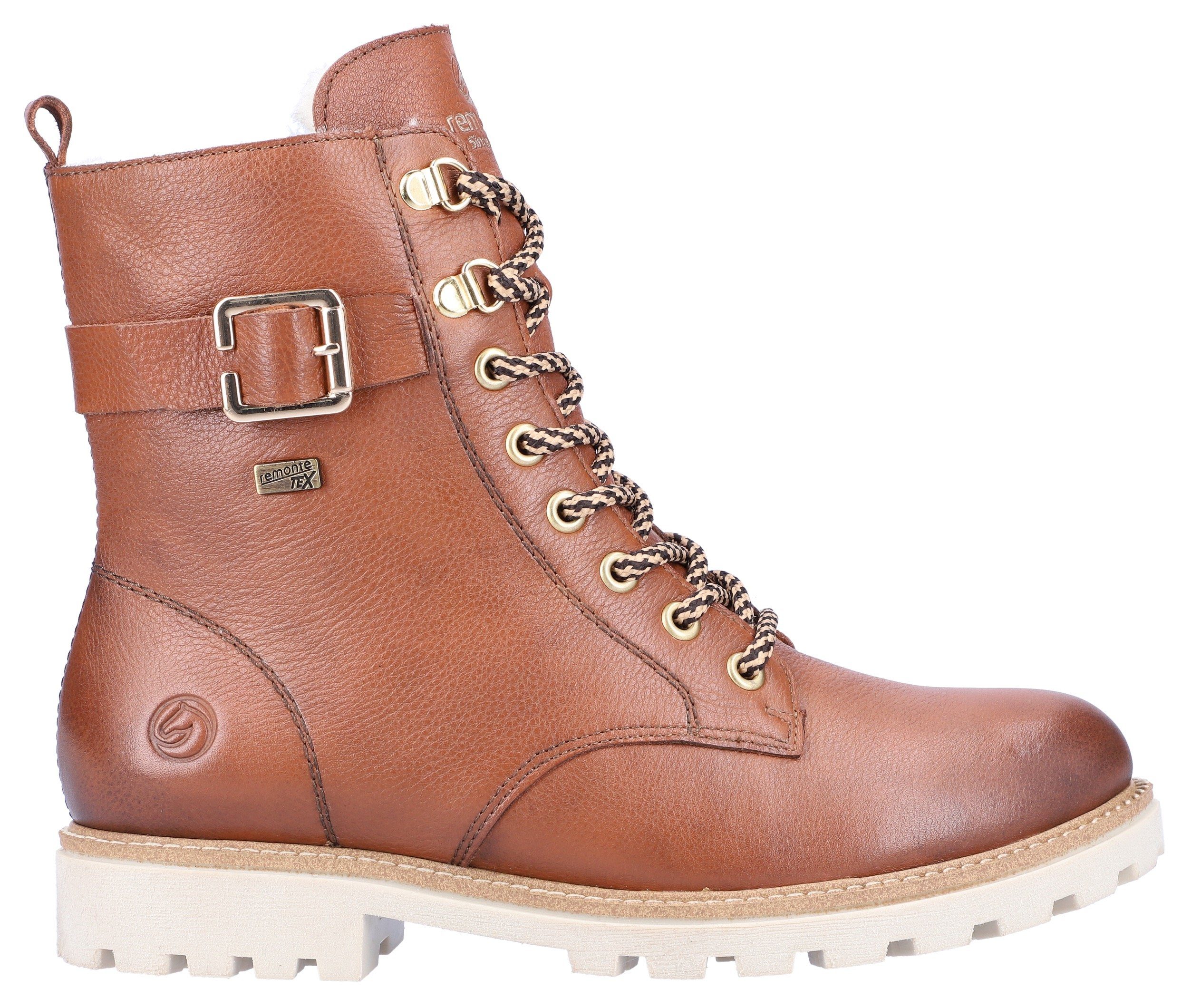 Remonte Winterboots, Blockabsatz, Schnürboots, Outdoorschuh mit Zierschnalle