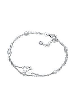 Elli Armband Herz Zirkonia Romantische Layerkette 925 Silber, Herz