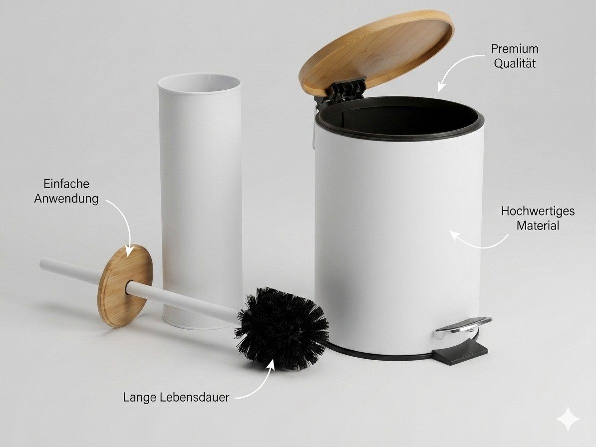 LikeKa Badaccessoire-Set 2 teilig Toilettenbürste und Kosmetikeimer matt mit Absenkautomatik – Bild 4 von 5