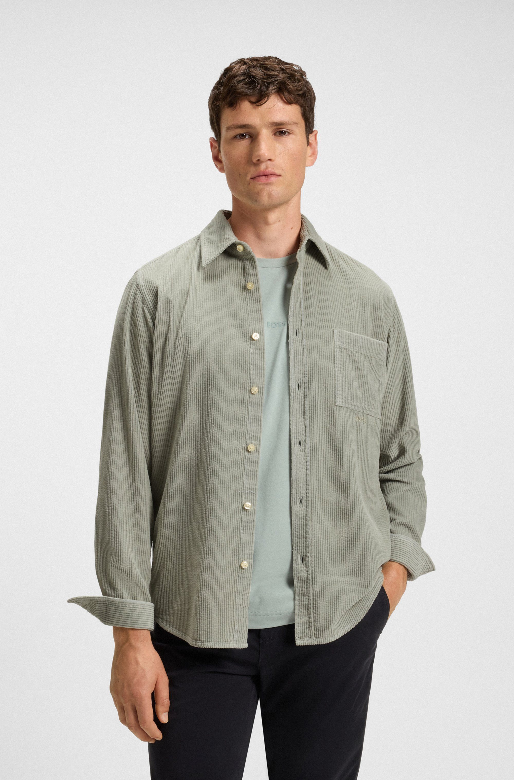 BOSS ORANGE Langarmhemd Relegant aus Cord, reuglar fit, Kentkragen günstig online kaufen