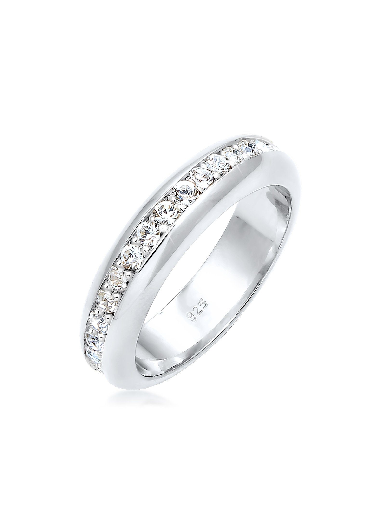 Elli Premium Fingerring Bandring Weiß 925 Sterling Silber, mit Kristallen v günstig online kaufen