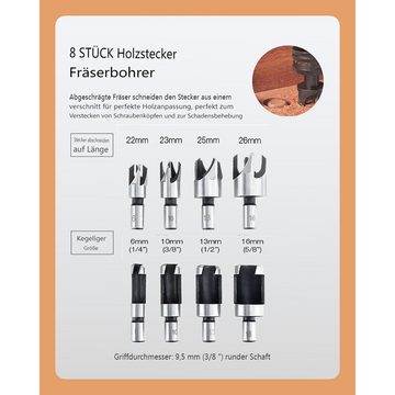 Drillpro Holzbohrer, (23-tlg., Holzbearbeitung Bohrer Set, 5 Flöte Bohrer, Automatischer Körnerbohrer)