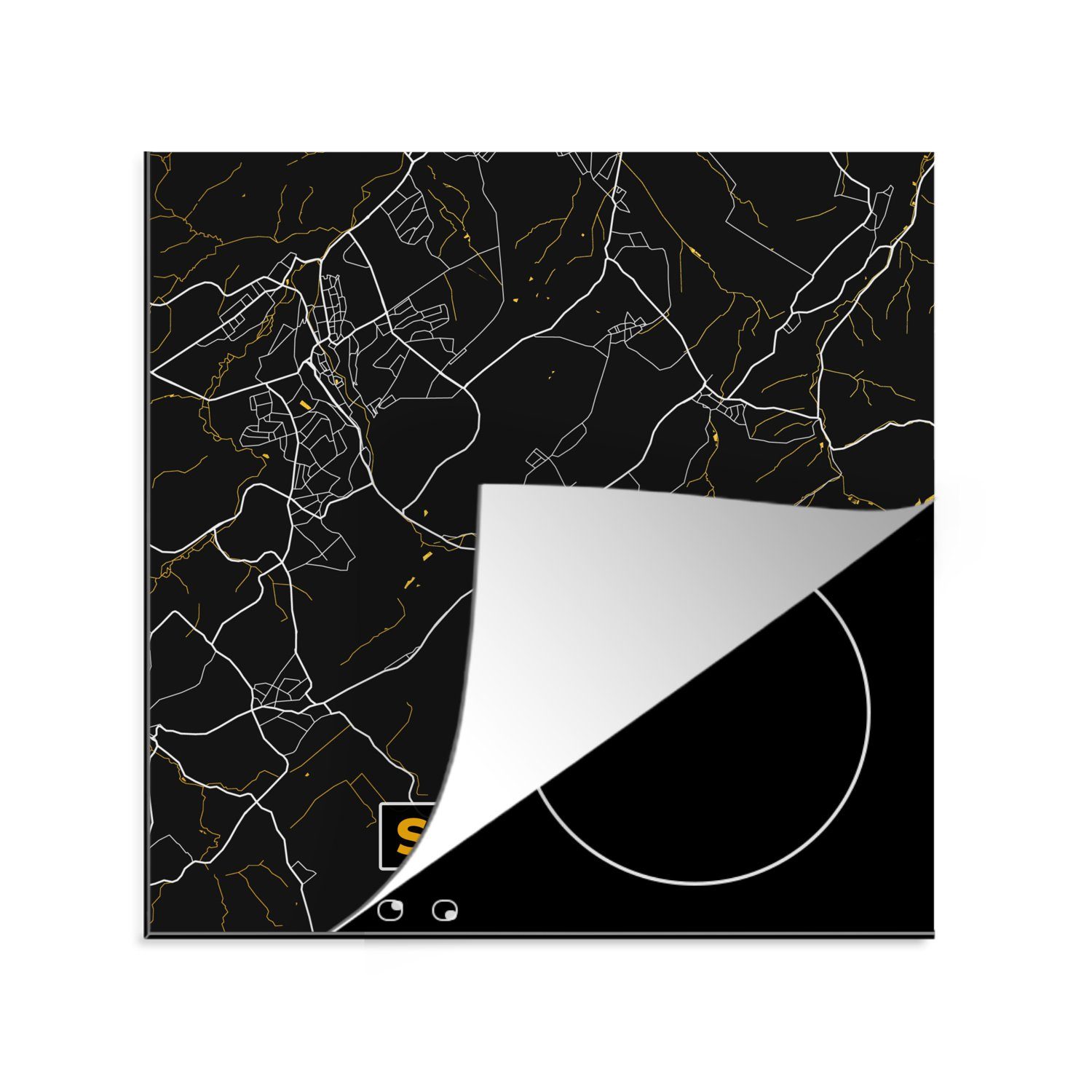 MuchoWow Herdblende-/Abdeckplatte Gold - Deutschland - Karte - Stadtplan - Stolberg, Vinyl, (1 tlg), 78x78 cm, Ceranfeldabdeckung, Arbeitsplatte für küche