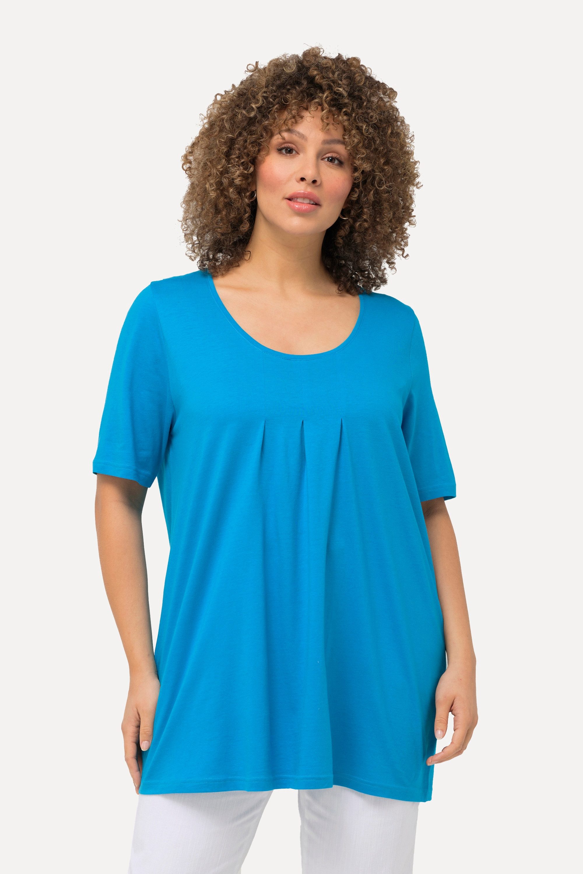 Ulla Popken T-Shirt T-Shirt Zierfalten A-Linie günstig online kaufen