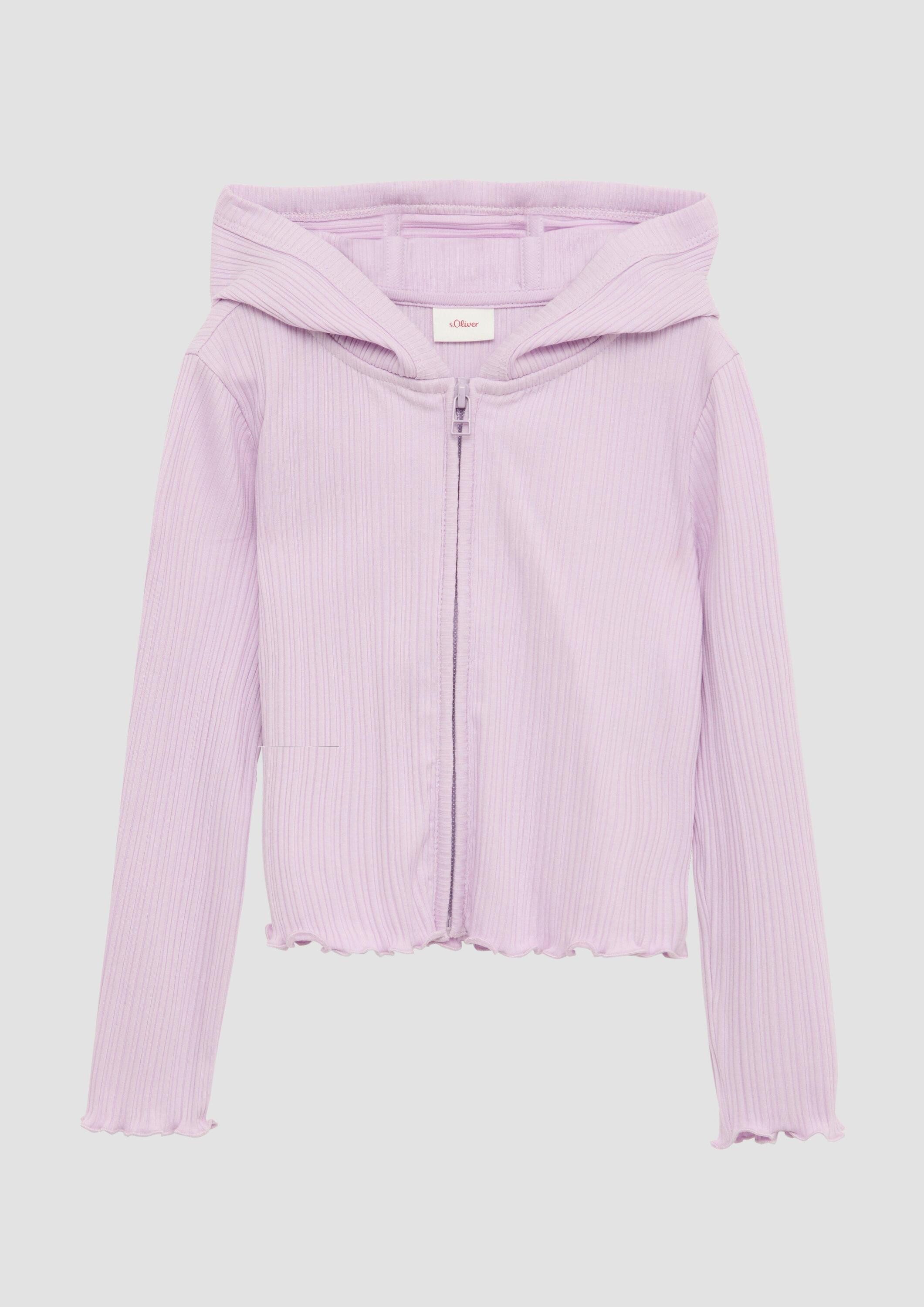 s.Oliver Sweatjacke Sweatshirt Jacke Verkürzte Sweatjacke mit Rippstruktur