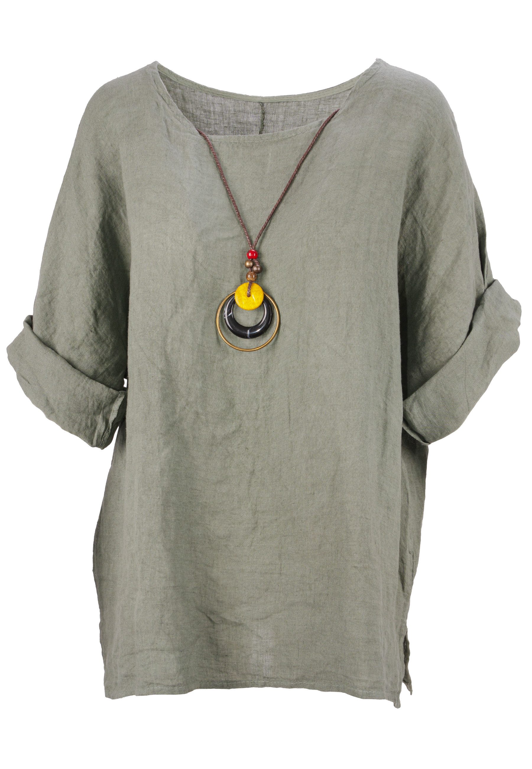 Seasons of April Kurzarmbluse Oversized Lina Weit geschnittene Leinenbluse günstig online kaufen