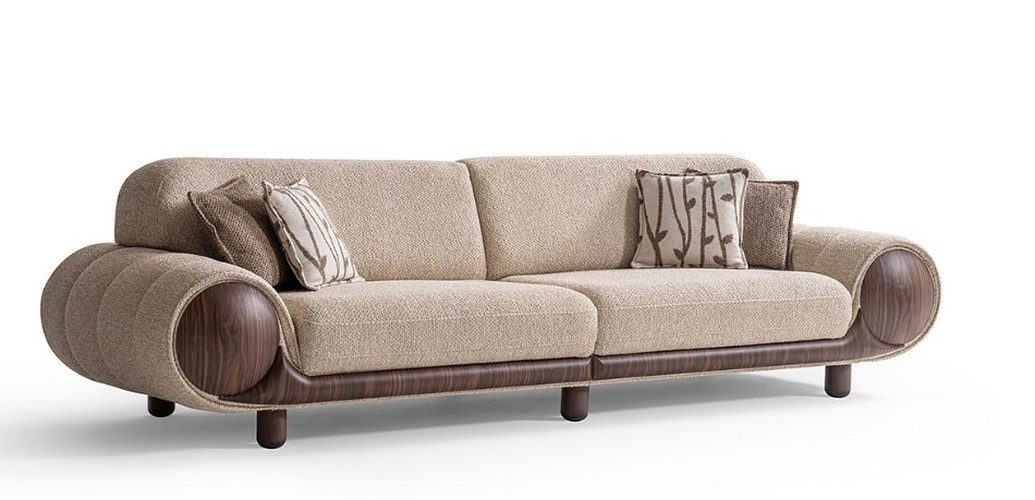 JVmoebel 4-Sitzer Stilvolle Beiger 4-Sitzer Designer Polstercouch Textilsofa, 1 Teile, Made in Europa