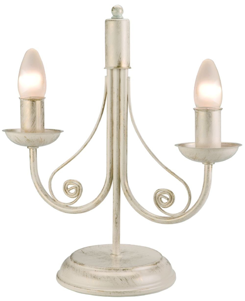 Licht-Erlebnisse Tischleuchte KELSIE, ohne Leuchtmittel, Tischlampe Shabby Chic Weiß rustikal 36cm hoch Wohnzimmer Lampe | Tischlampen