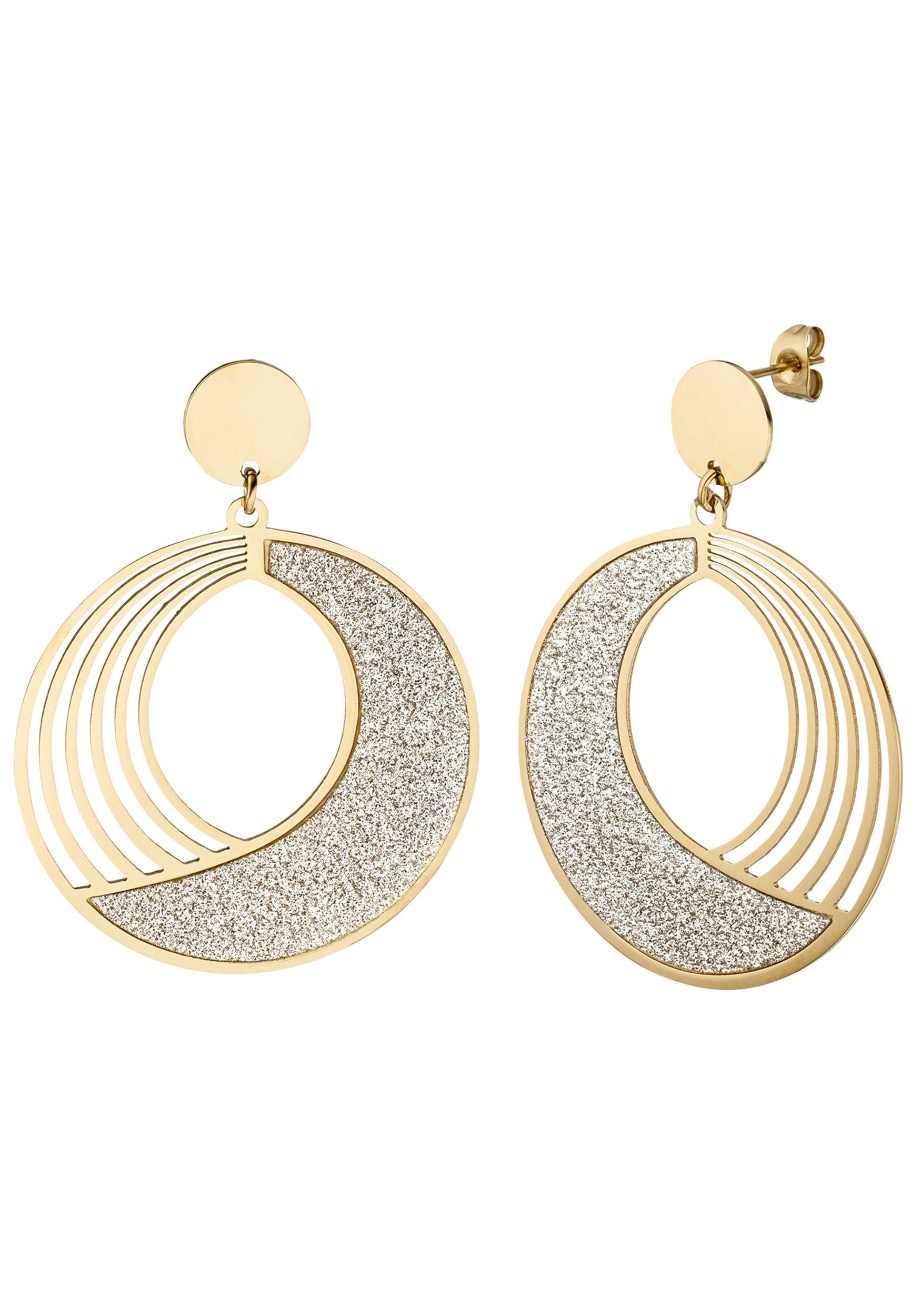 JOBO Paar Ohrhänger, rund Edelstahl goldfarben günstig online kaufen