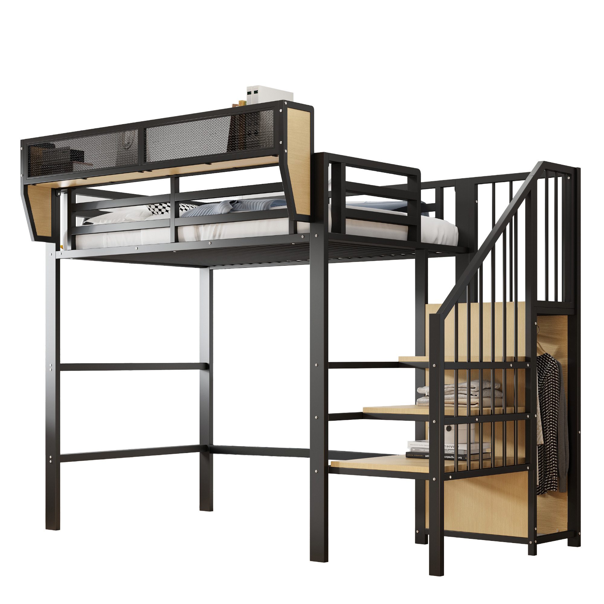 OKWISH Hochbett Jugendbett,Funktionsbett,Einzelbett,Kinderbett (mit sichere günstig online kaufen