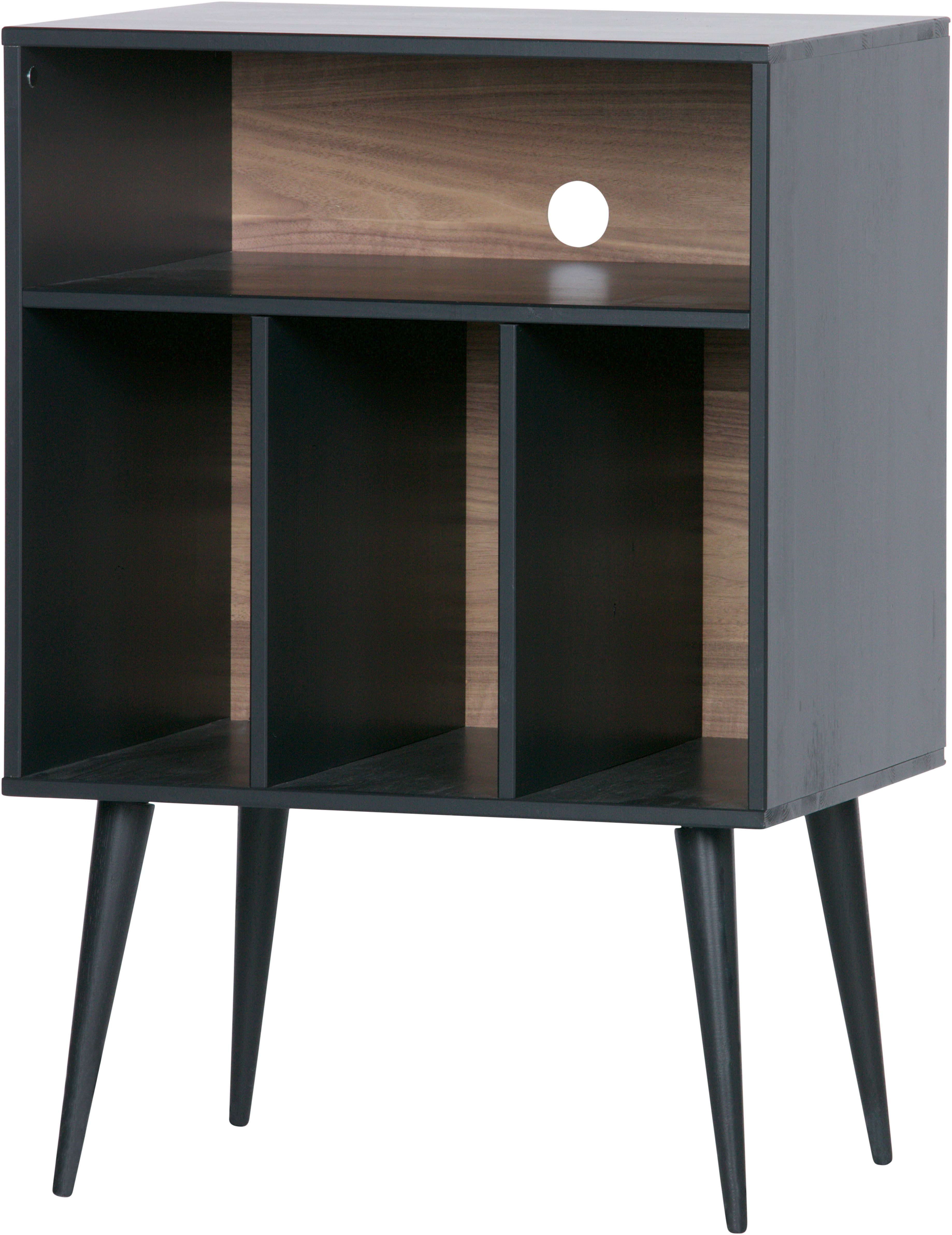 WOOOD Sideboard James mit Massivkiefer und sichtbare Maserung B 60 x T 44 x H 83 cm, Mit Kabelöffnung, MDF mit Nussbaumoptik, einfach zu montieren