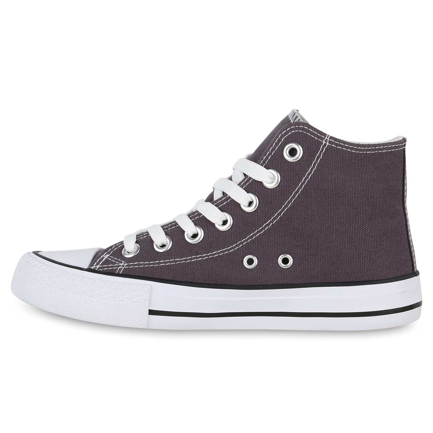VAN HILL 21593236 TH CA014-1[TH] Damen Sneaker Dk Grey 36 Sneaker Damen Sneaker High Schnürer Bequeme Basic Freizeit Stoff