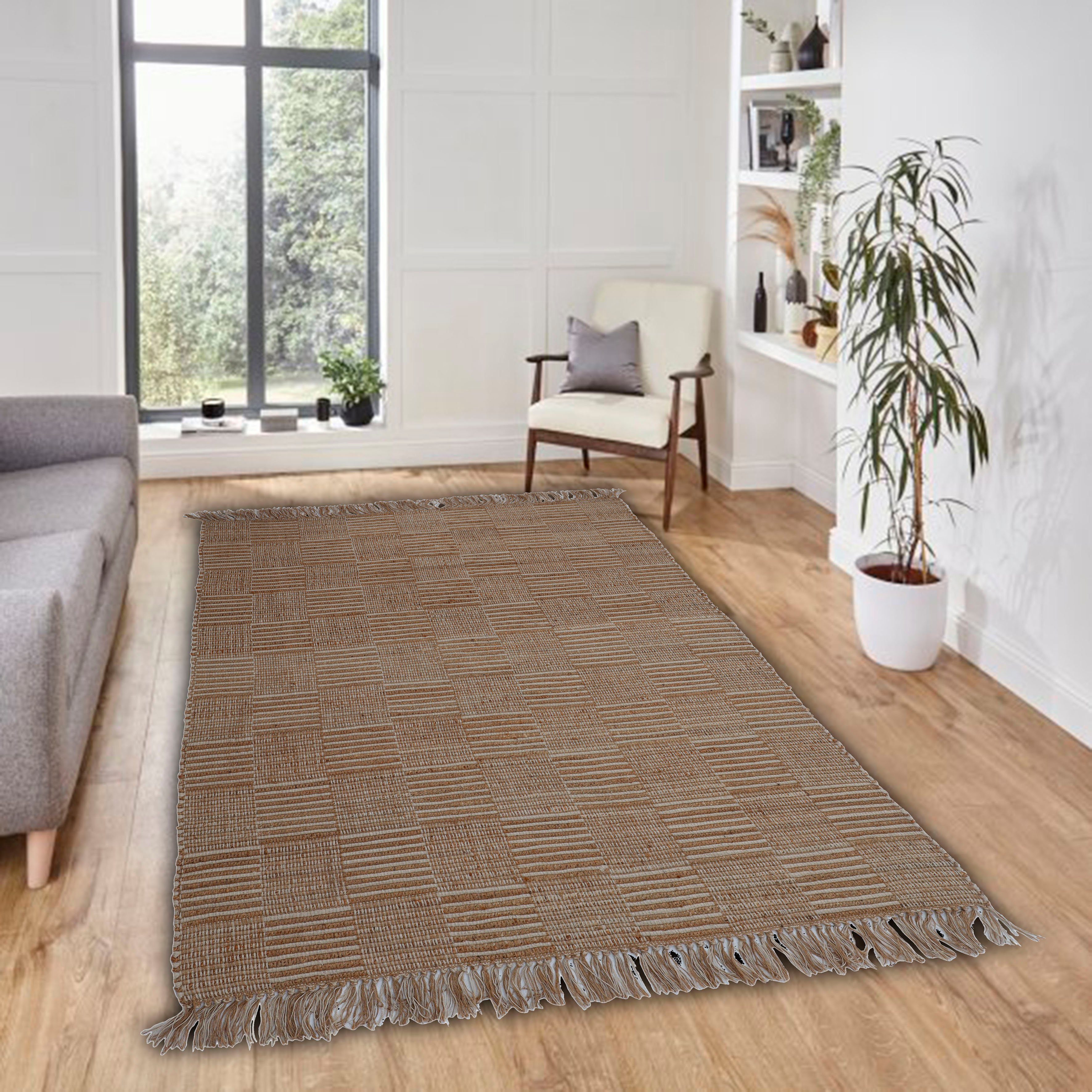 7 Karo-Muster mm, Geflochtener Home Teppich, 100% Naturprodukt Jute, Höhe: aus affaire, Himal, rechteckig, Teppich