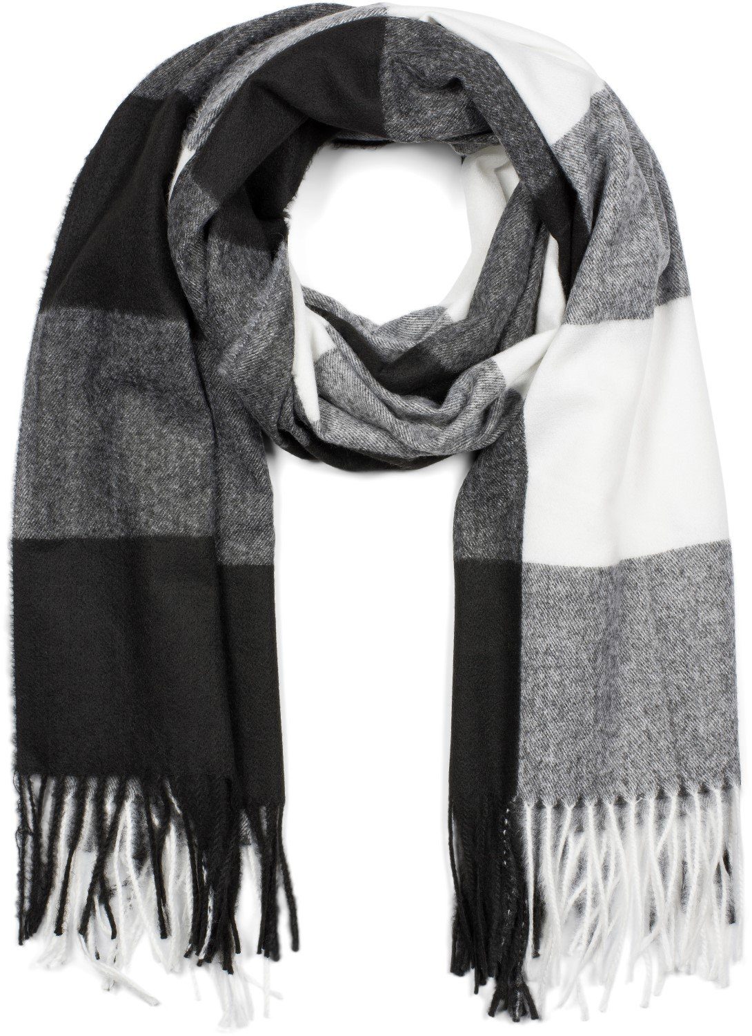 styleBREAKER Modeschal Weicher karierter Schal mit Fransen, (1-St) günstig online kaufen