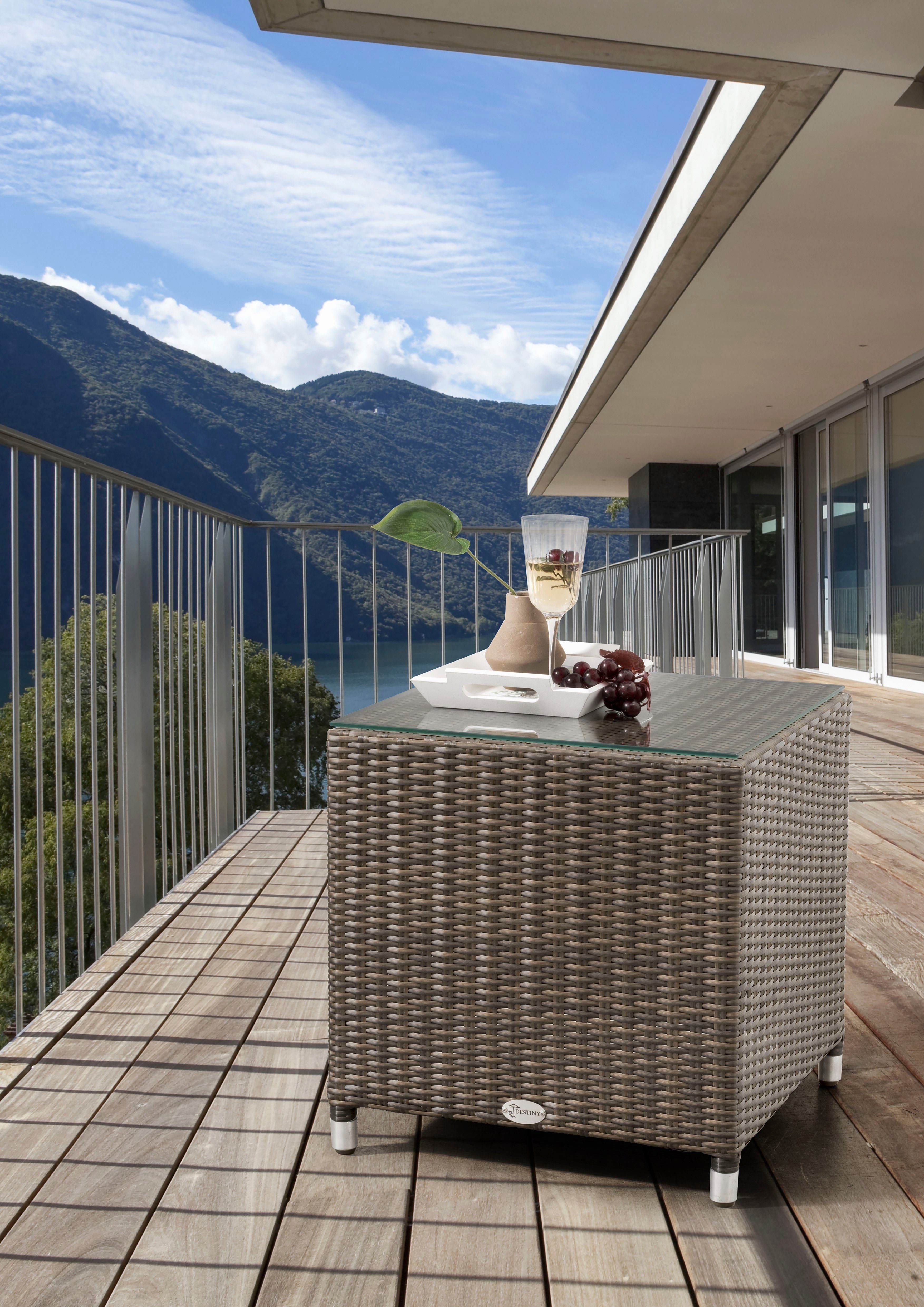 Destiny Beistelltisch AUCKLAND, Aluminium, Polyrattan