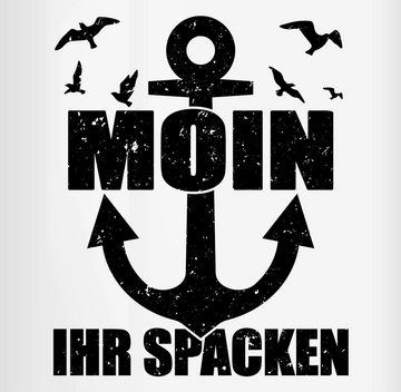 Shirtracer Tasse Moin ihr Spacken mit Anker - schwarz, Keramik, Statement