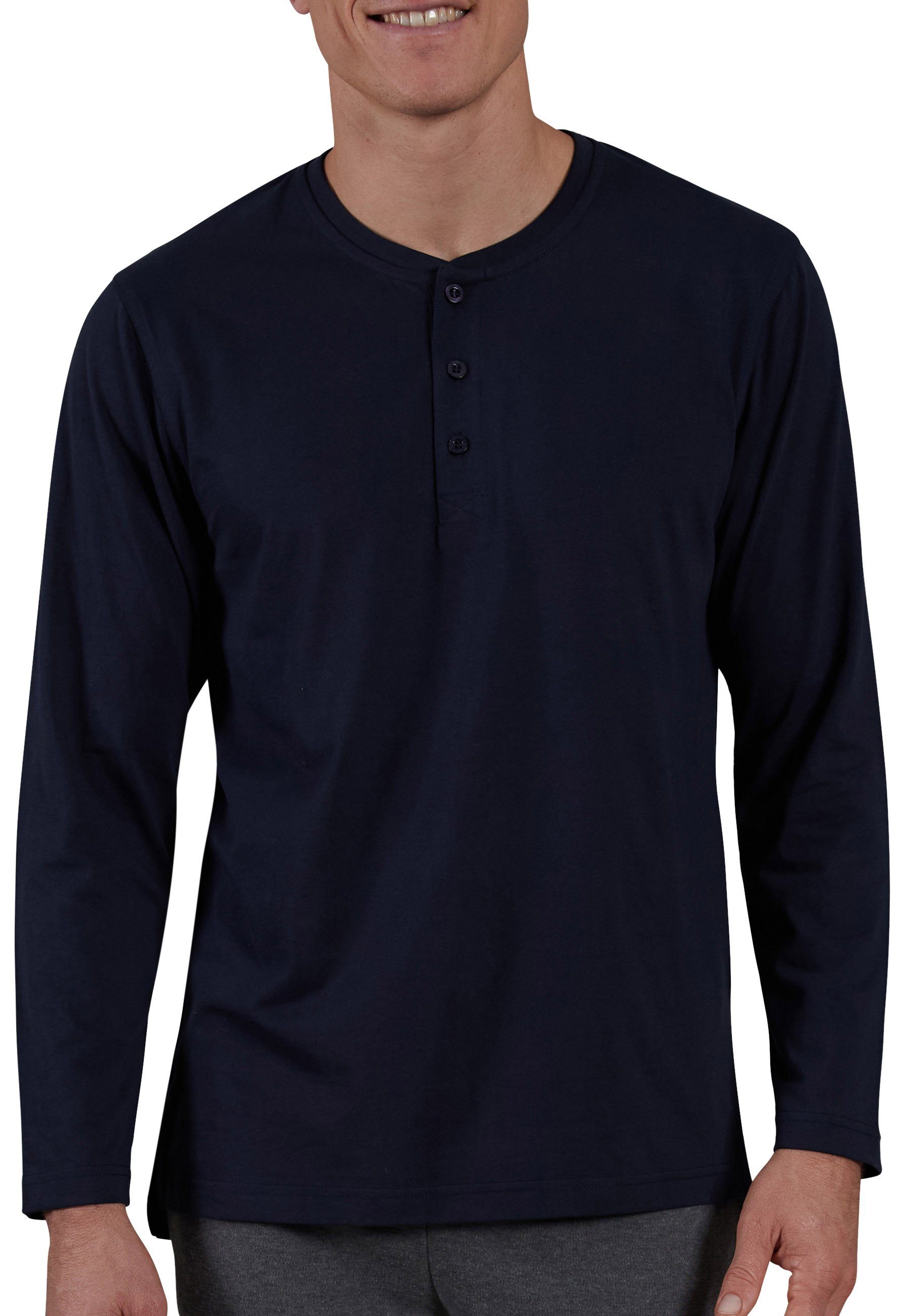 CECEBA Sleepshirt CECEBA Herren Longsleeve blau uni (1-tlg) günstig online kaufen