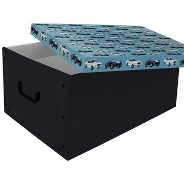 Koopman Aufbewahrungsbox Aufbewahrungskiste Blau 3 Stück Faltbox Aufbewahrungskiste Faltkiste (3er Set), Aufbewahrungs Schachtel Box Kiste Karton Aufbewahrungsfaltbox