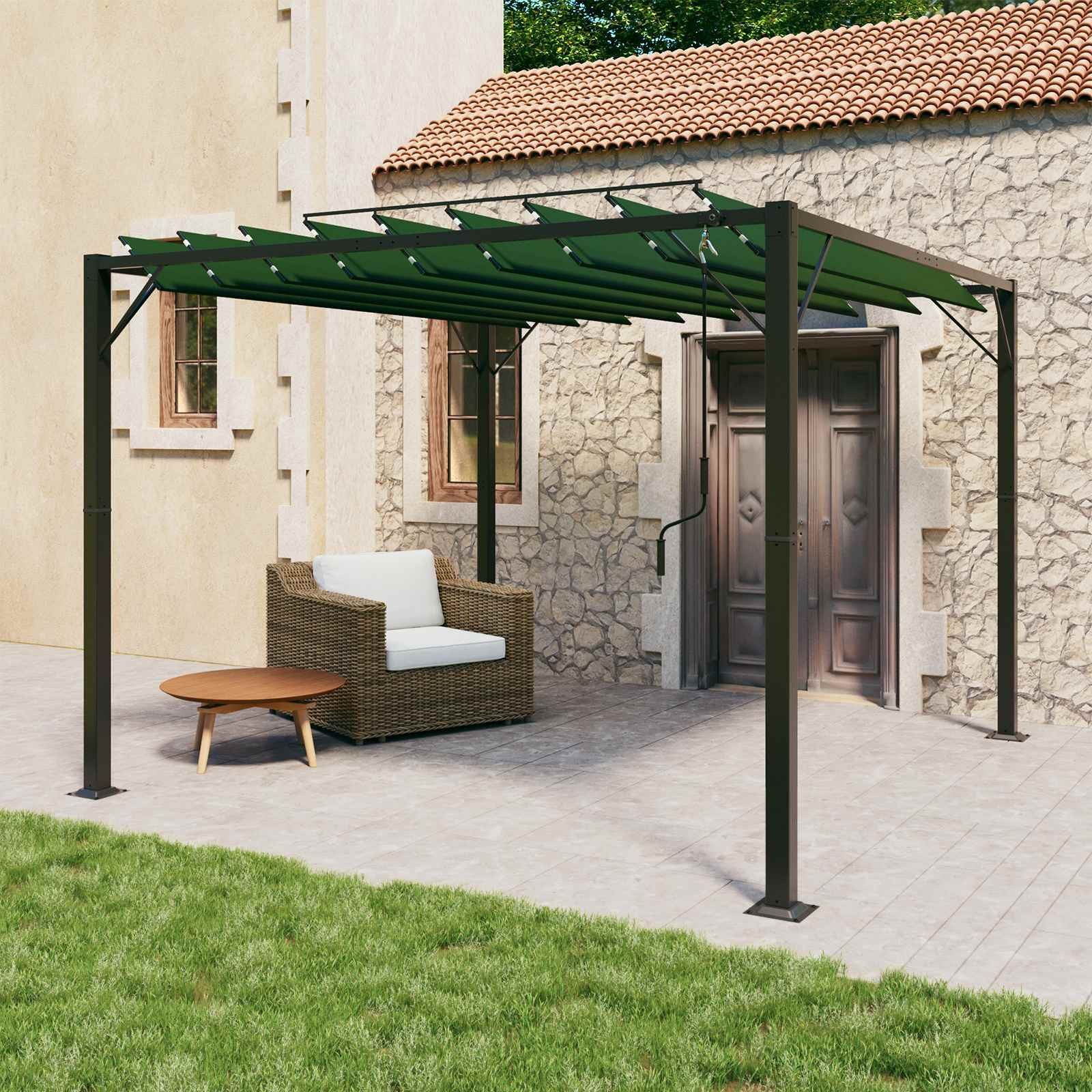 vidaXL Partyzelt Gazebo mit Lamellen-Dach Grün 3 x 3 x 2,14 m