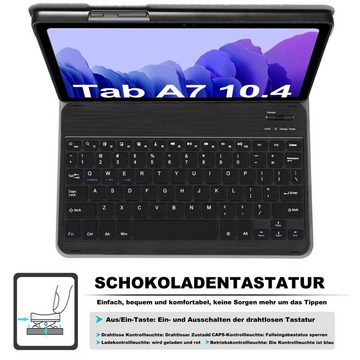 IVSO Tastatur Hülle für Samsung Galaxy Tab A7 (Deutsches QWERTZ), Tablet-Tastatur (Ständer PU Schutzhülle Hülle mit magnetisch Abnehmbarer Kabellose Tastatur für Samsung Galaxy Tab A7 2020 10.4 Zoll)