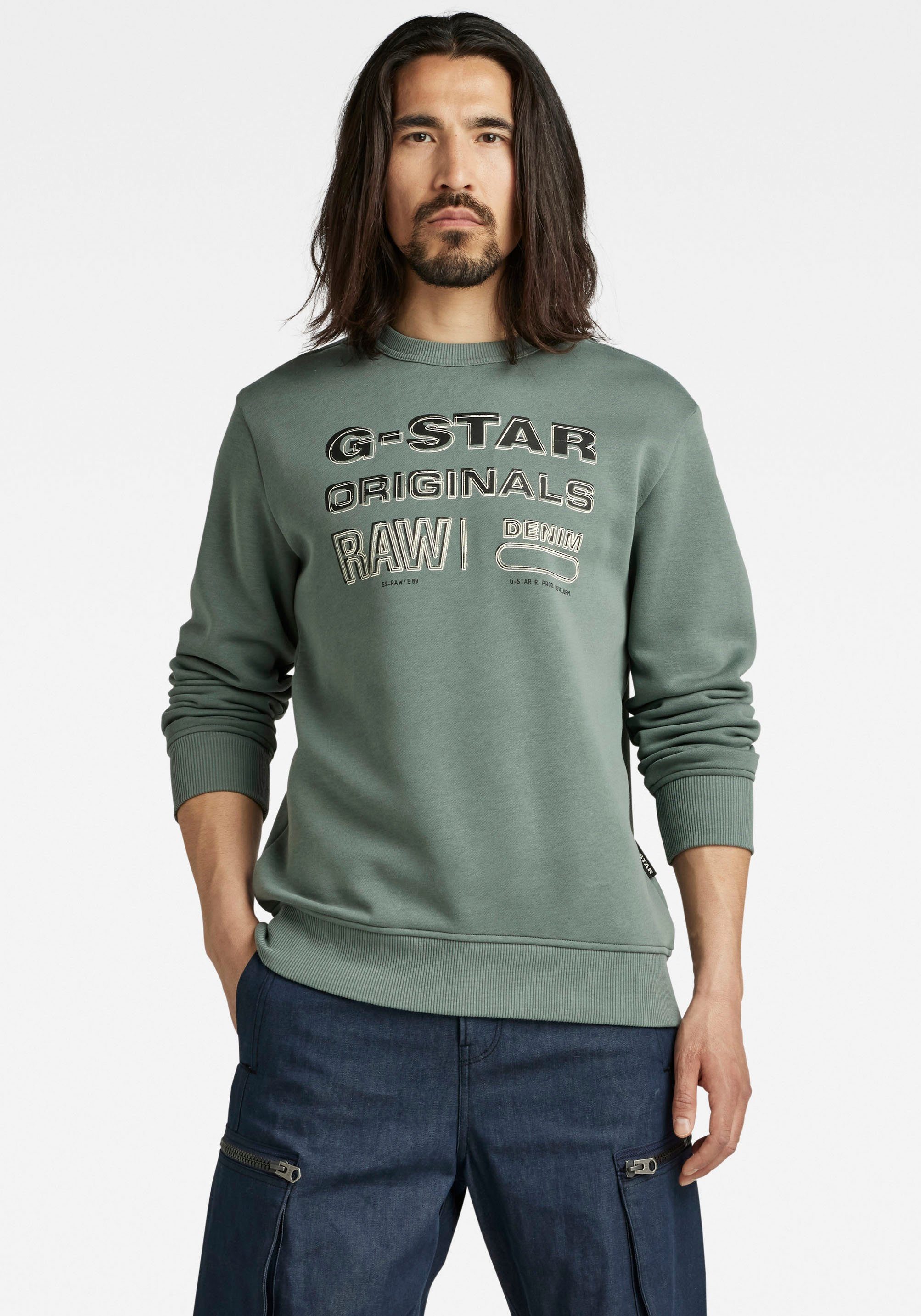 Sweatshirt G-Star stamp Sweatshirt moss Originals RAW grey