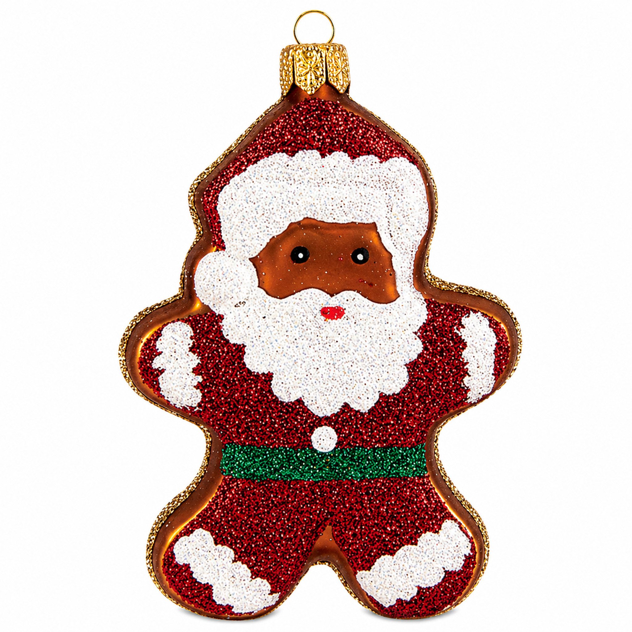 IMPULS Christbaumschmuck, Christbaumanhänger Lebkuchenmann aus Glas 8cm Braun Weiß