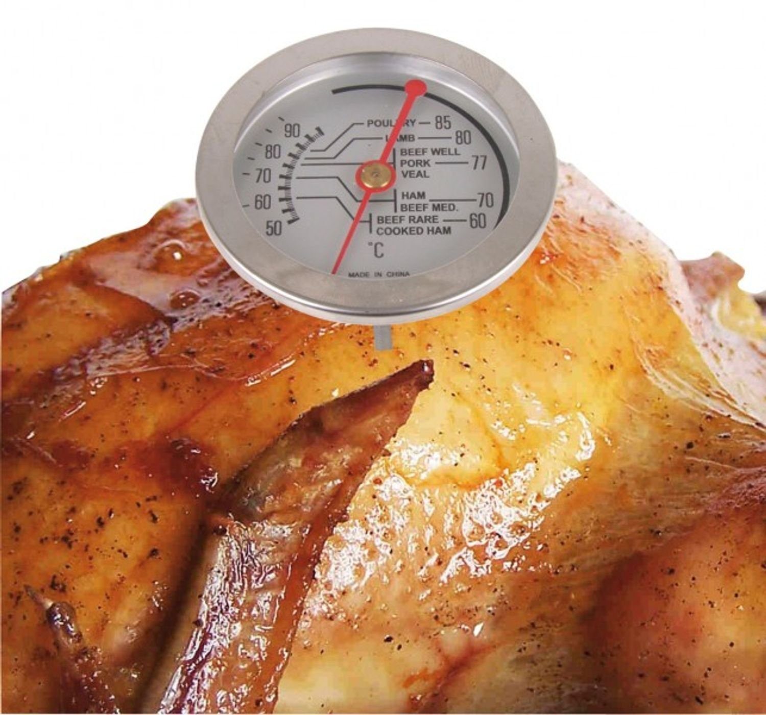 Bratenthermometer Edelstahl Küchen-Thermometer analog Bratenthermometer Fleisch Grillen