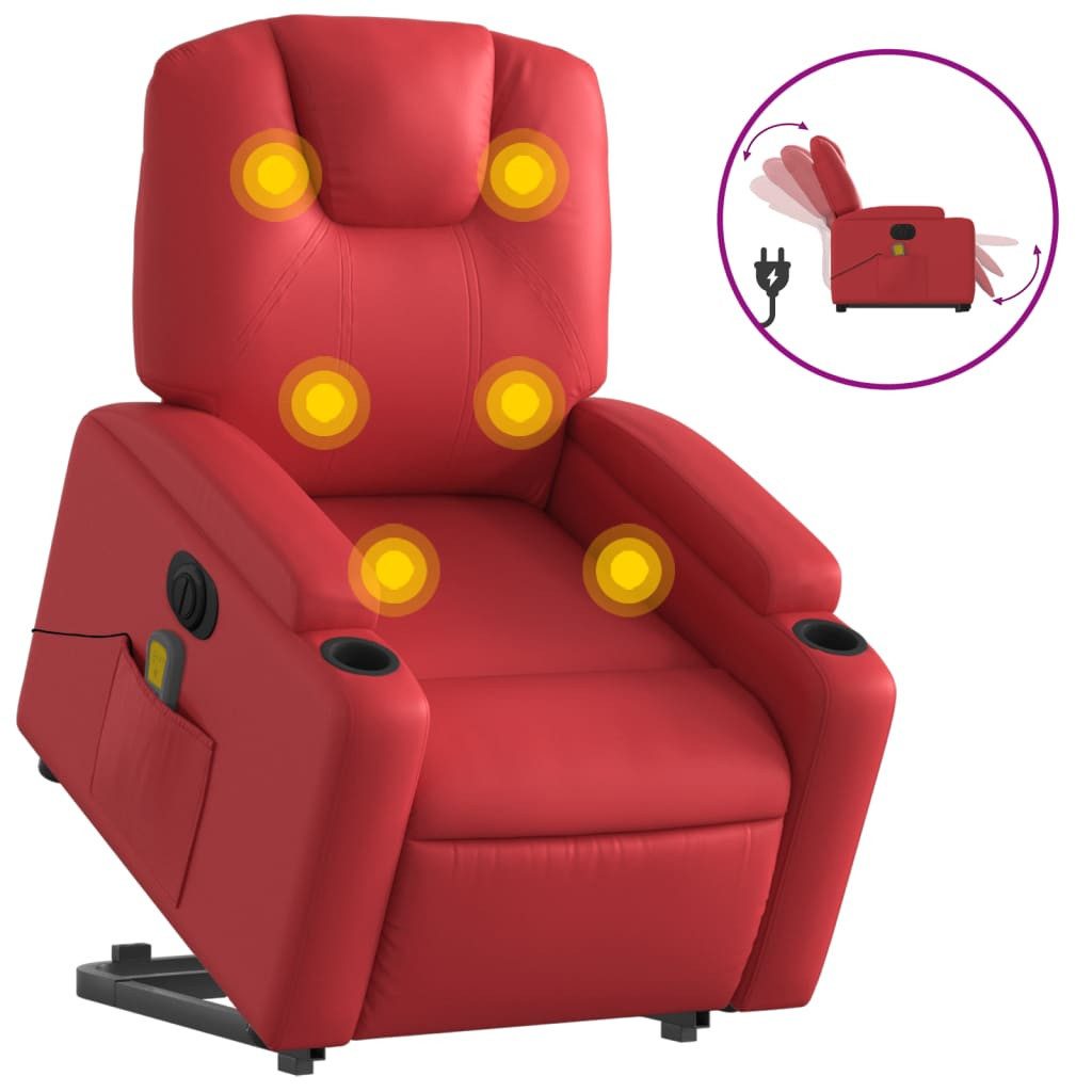 vidaXL Massagesessel Massagesessel mit Aufstehhilfe Elektrisch Rot Kunstleder