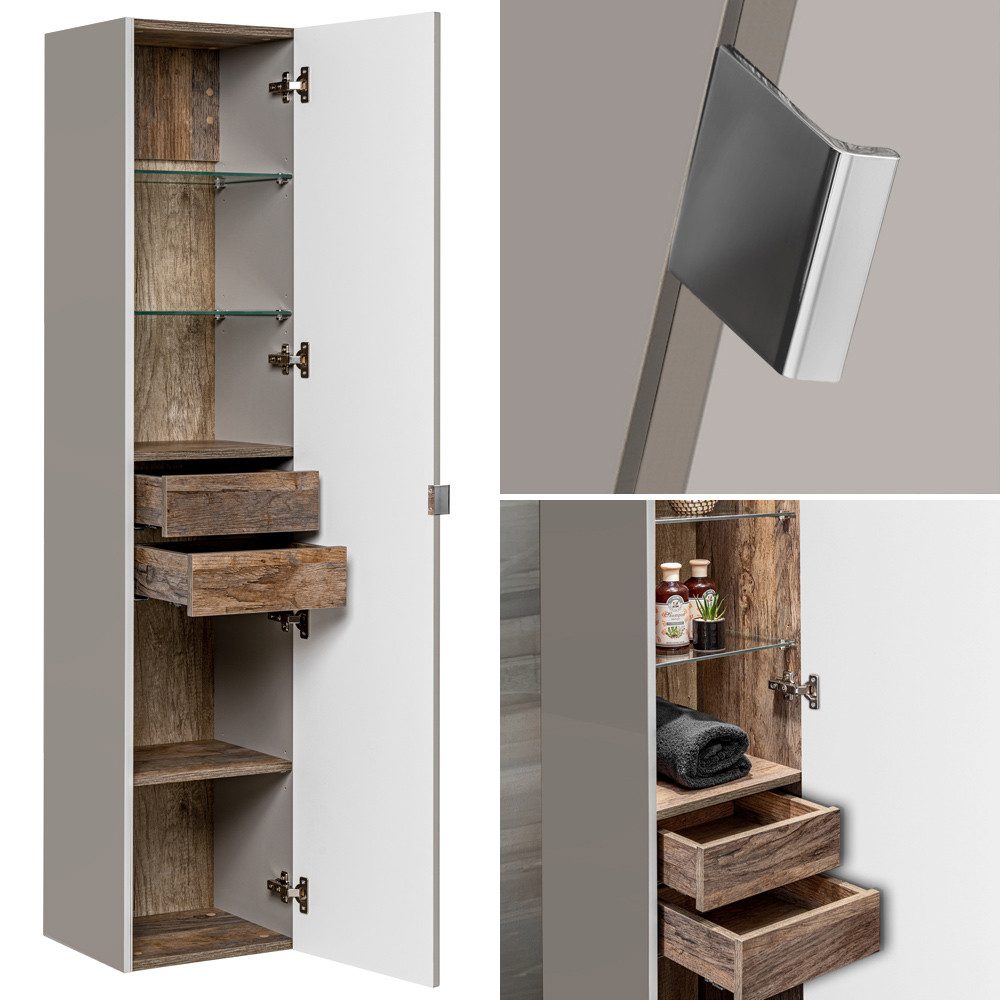 Lomadox Hochschrank PUEBLA-56-TAUPE Badmöbel in taupe günstig online kaufen
