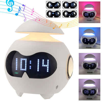 MUPOO Wecker Tischleuchte Bluetooth Musik-Sync Emotion TageslichtWecker Nachtlicht LED Nachttischlampe Clock Wecker für Schlafzimmer und Wohnzimmer