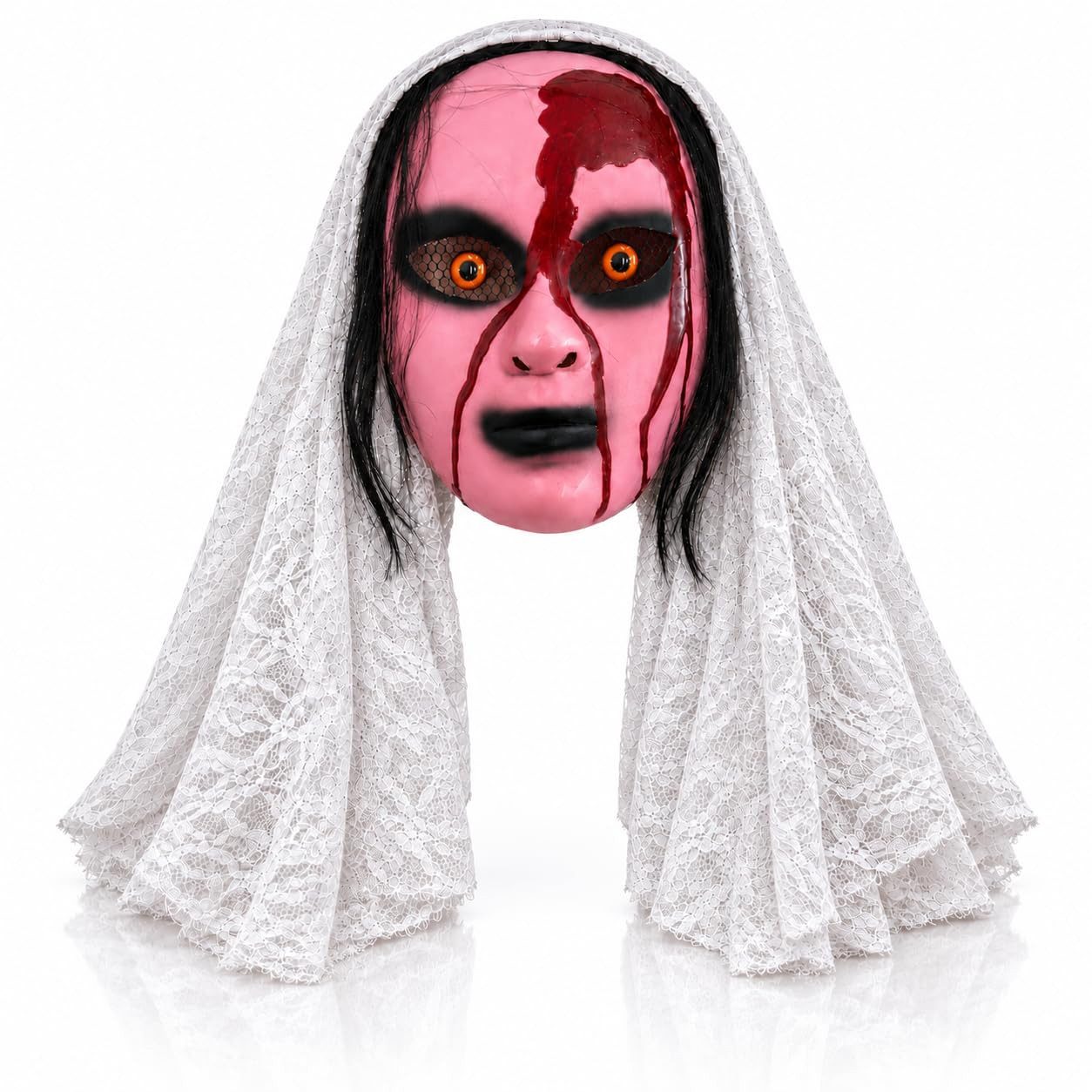 TK Gruppe Verkleidungsmaske Horror-Nonnenmaske mit Schleier für Halloween und Kostümpartys