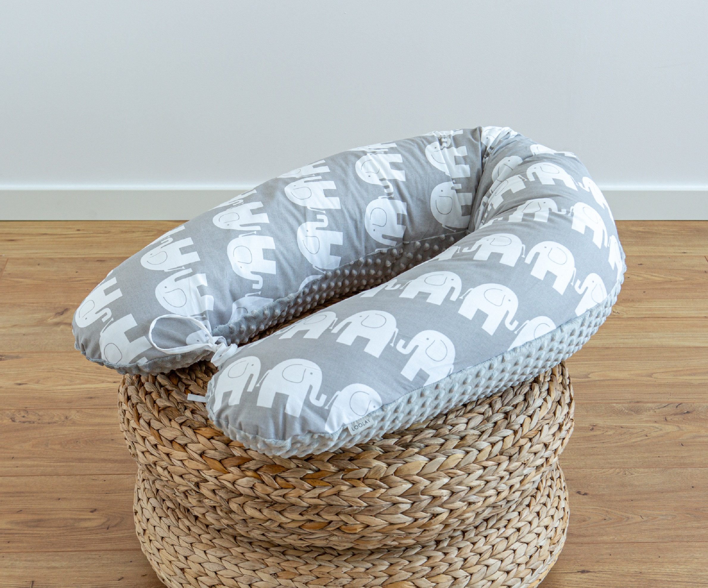 Loolay Seitenschläferkissen ELEFANT Baumwolle/ MINKY Schwangerschaftskissen Kissen Schlafen, WEICH oder EPS Kügelchen Füllung; 170 oder 190 cm SIZE-Standard, Stillkissen + Kissenbezug abnehmbar mit Reißverschluss!, LOOLAY® 100% Europäische Stoffe und Kleinserien-Nähen! SUPER Geschenk!