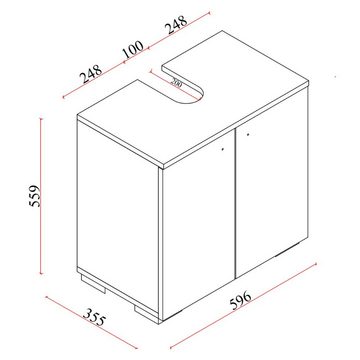 Karen Waschbeckenunterschrank Mars (Waschbeckenunterschrank, Unterschrank mit Türen) Breite 60 cm