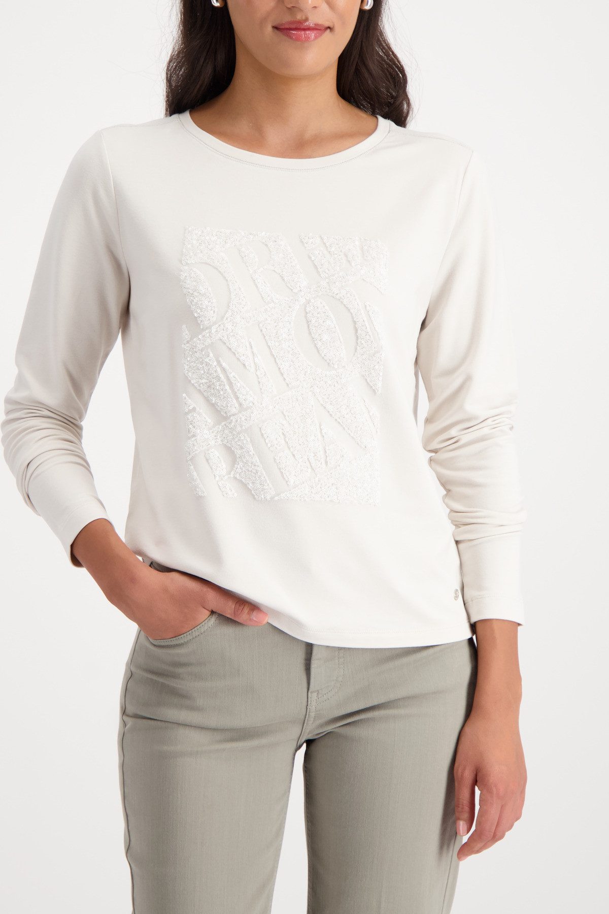 Monari Langarmshirt Shirt Pailletten Stick Regular fit mit Rundhalsausschni günstig online kaufen