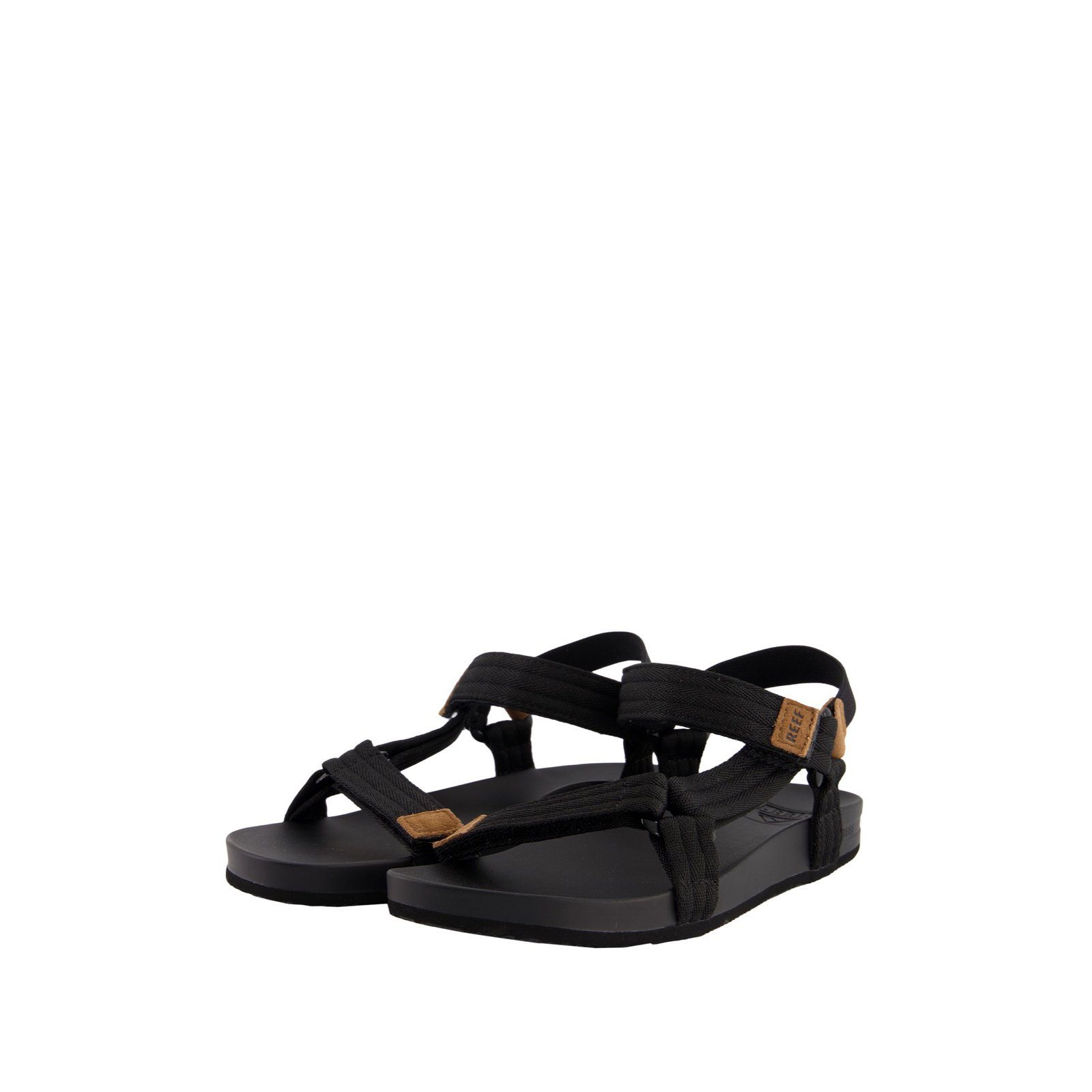 und Cushion Komfortsandalen (1-tlg) Kork Trekkingsandale aus mit Fußgewölbeunterstützung Black/Black Reef Fußbett Rem