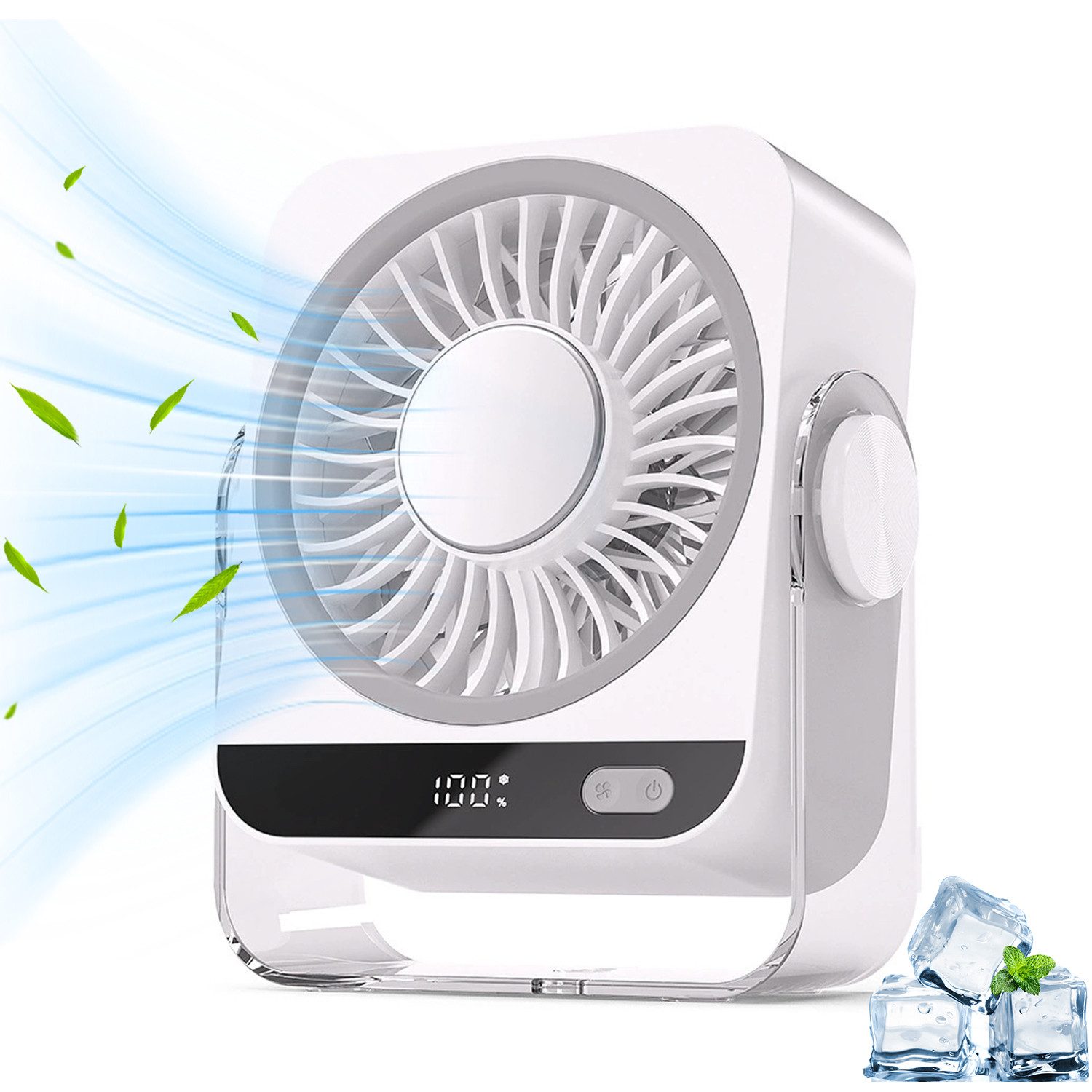 MOPUEA Tischventilator USB-Tischventilator, 5 stufen, mit Kühlfunktion, leiser, 180° drehbare, Wandmontage ventilator, für das Homeoffice