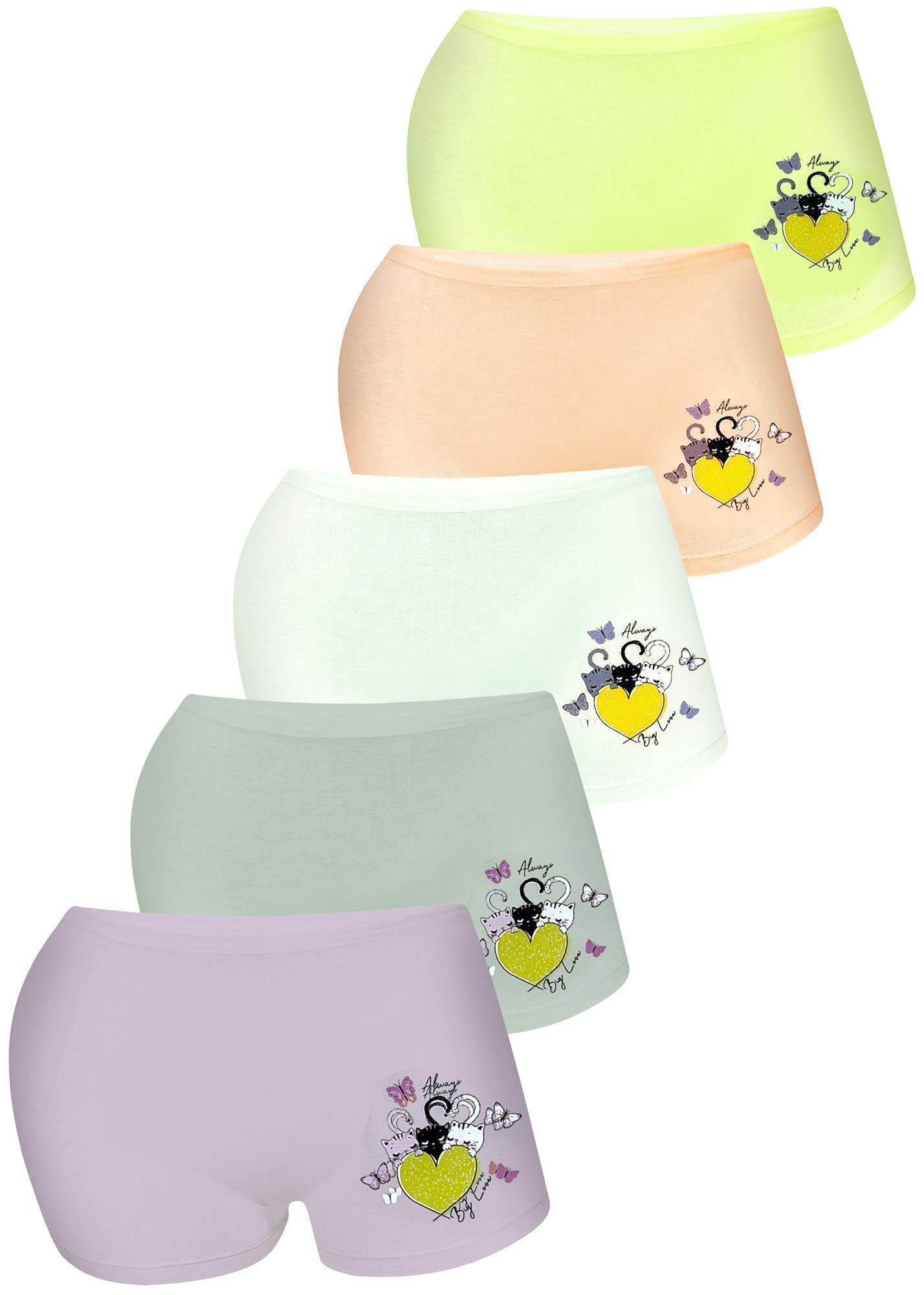 LOREZA Panty 5 Mädchen Pantys aus Baumwolle - Katzen (Spar-Packung, 5-St)