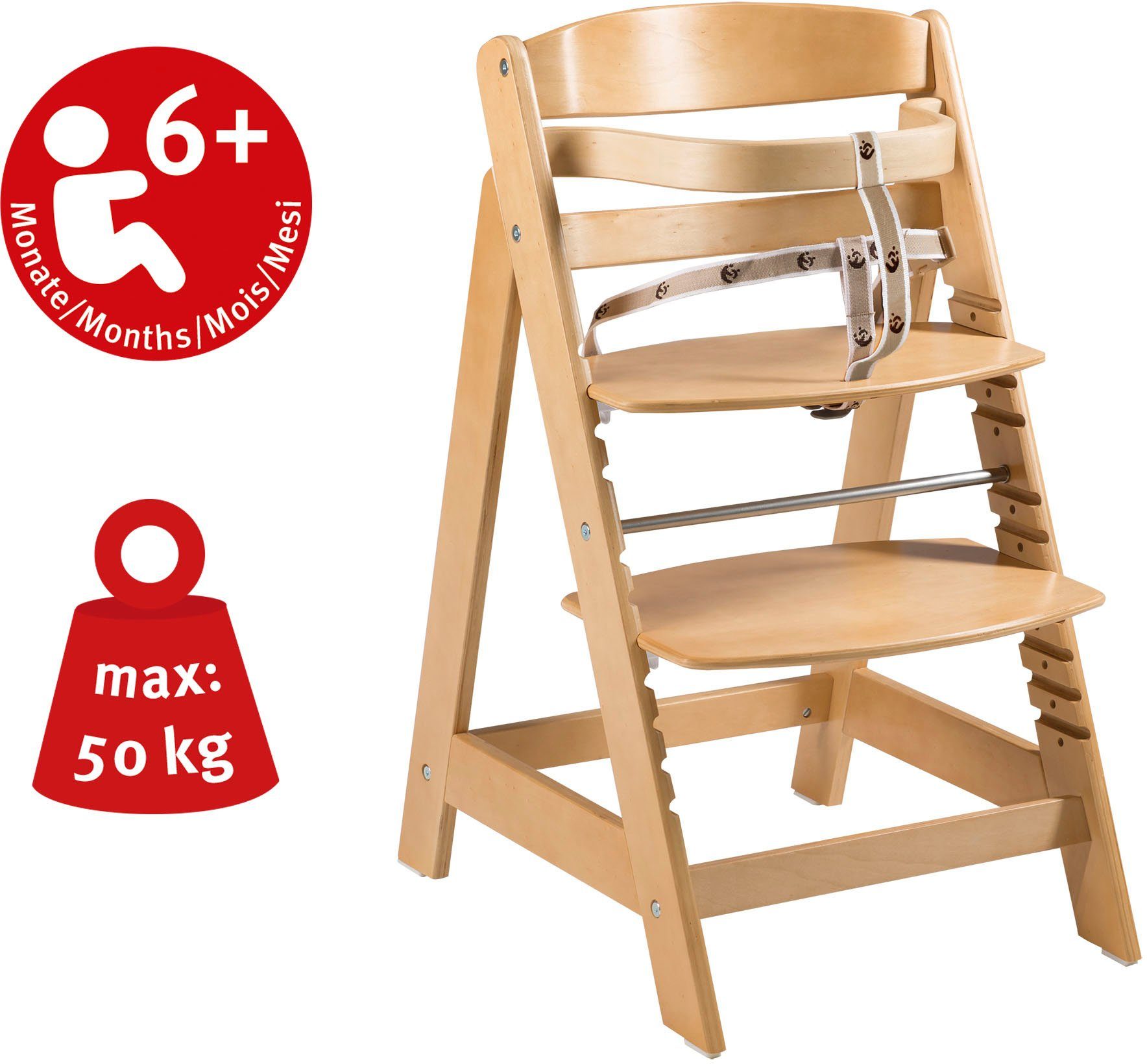 roba® Hochstuhl Treppenhochstuhl Sit Up aus Holz Click, natur