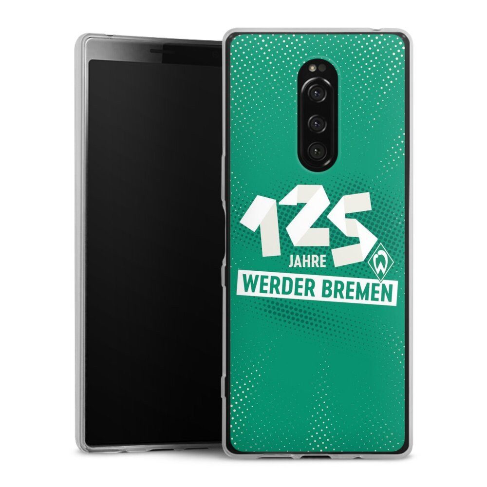DeinDesign Handyhülle 125 Jahre Werder Bremen Offizielles Lizenzprodukt, Sony Xperia 1 Slim Case Silikon Hülle Ultra Dünn Schutzhülle