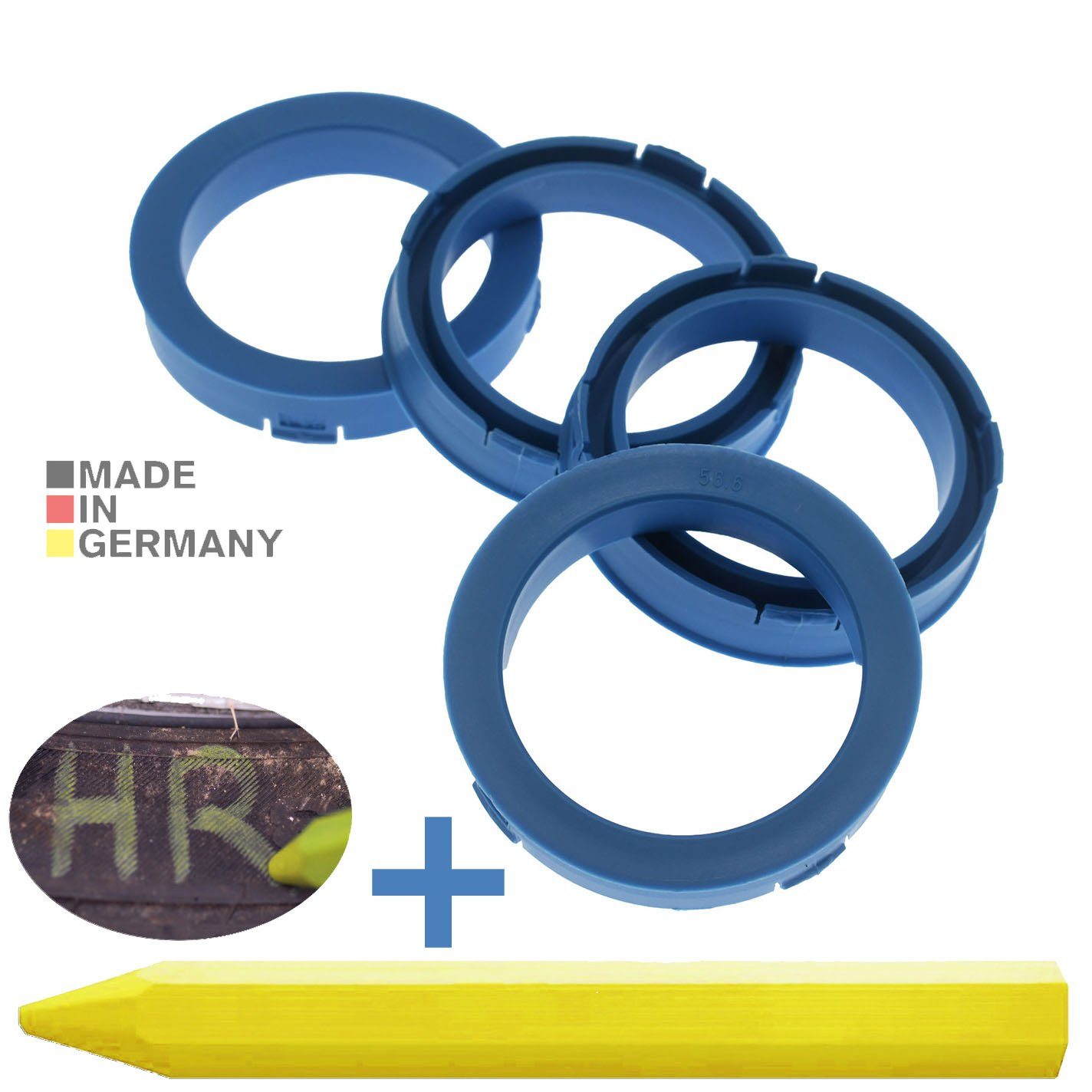 Stift, Kreide Ringe Reifen 73,1 x RKC 4X 56,6 mm 1x Felgen Fett Reifenstift Hellblau + Maße: Zentrierringe