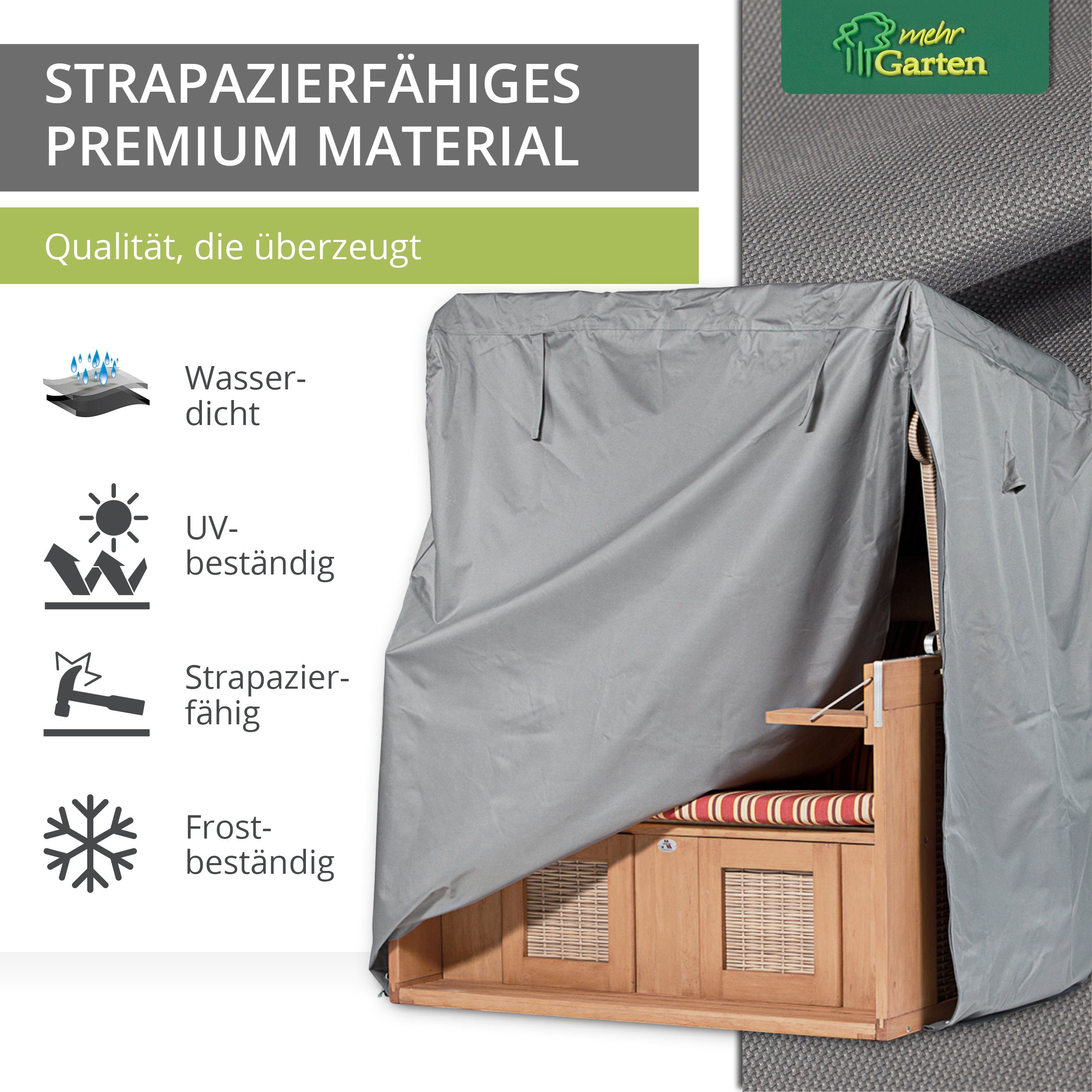 mehr Garten Gartenmöbel-Schutzhülle Premium, Premium Strandkorb-Schutzhülle: 125(B)x100(T)x165/140(H) cm I Abdeckha – Bild 4 von 5