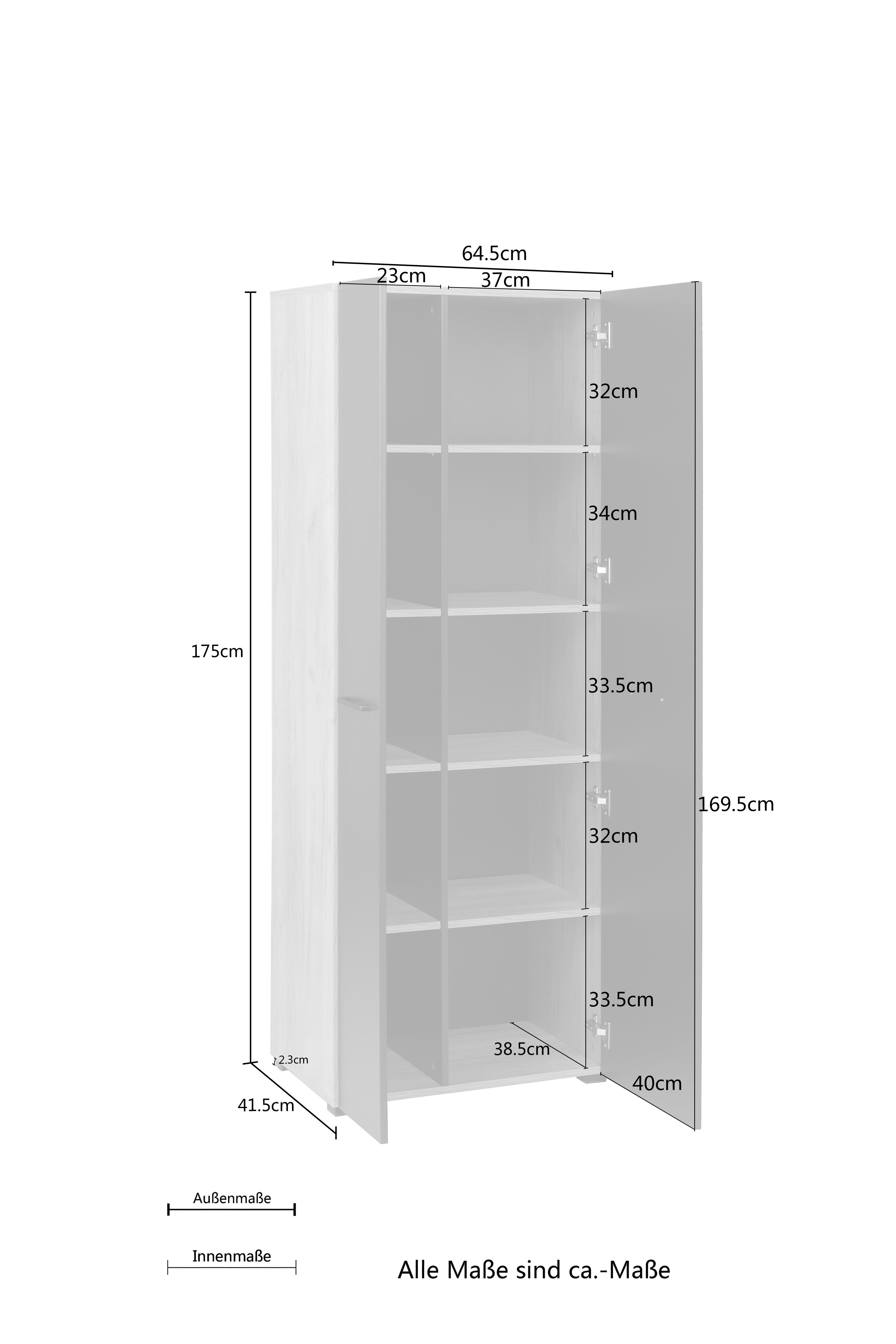Moid moderner Türen Mehrzweckschrank Aktenschrank mit Places of cm, 174,5 Style Höhe