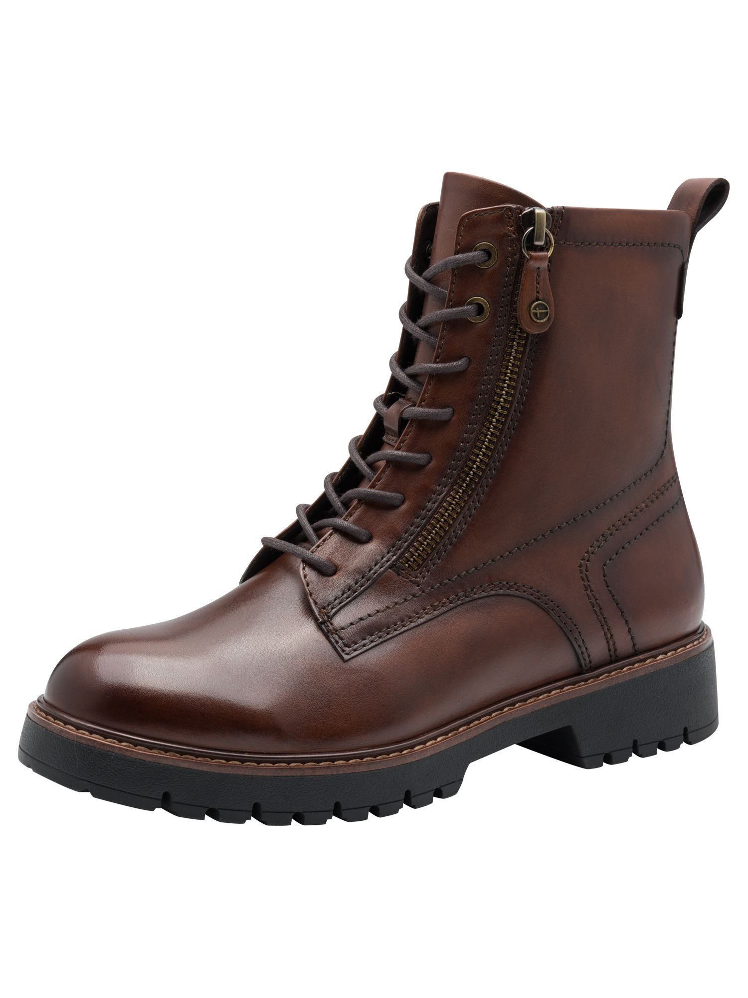 TOUCH-IT aus Leder kein Absatz 1-25207-45 Schnürstiefelette