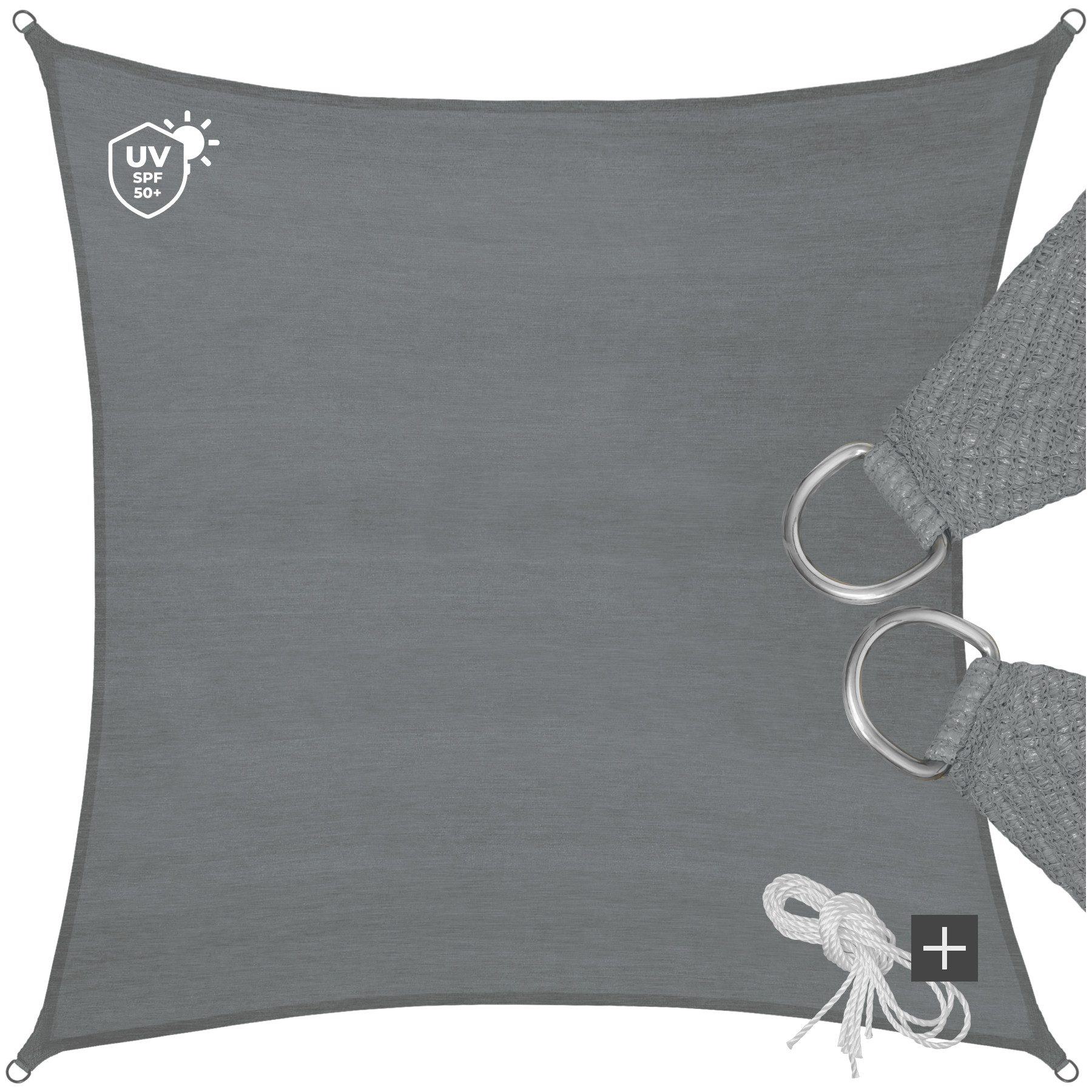 tectake Sonnensegel, (Set, 3 x 3 m), rechteckig mit UV-Schutz 50+ günstig online kaufen